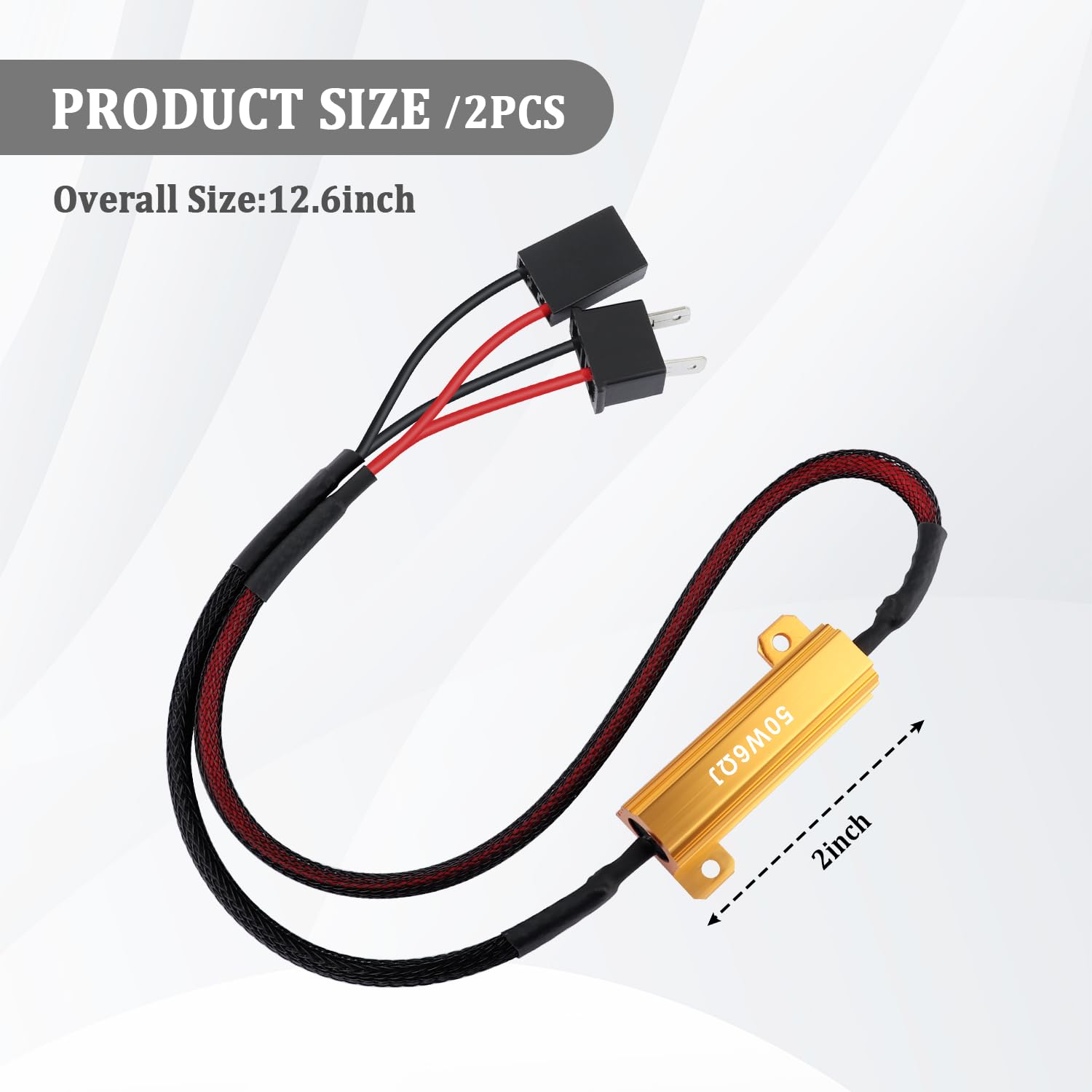 2PCS H7 LED Resistor Kit - 50W 6 Ohm Anti Flicker & Error Decoder for LED Headlights, Fog Lights - Universal Car Accessories - Eliminate Flickering & Error Messages - Perfect for DIY Car Lighting Upgrades & Night Driving Safety