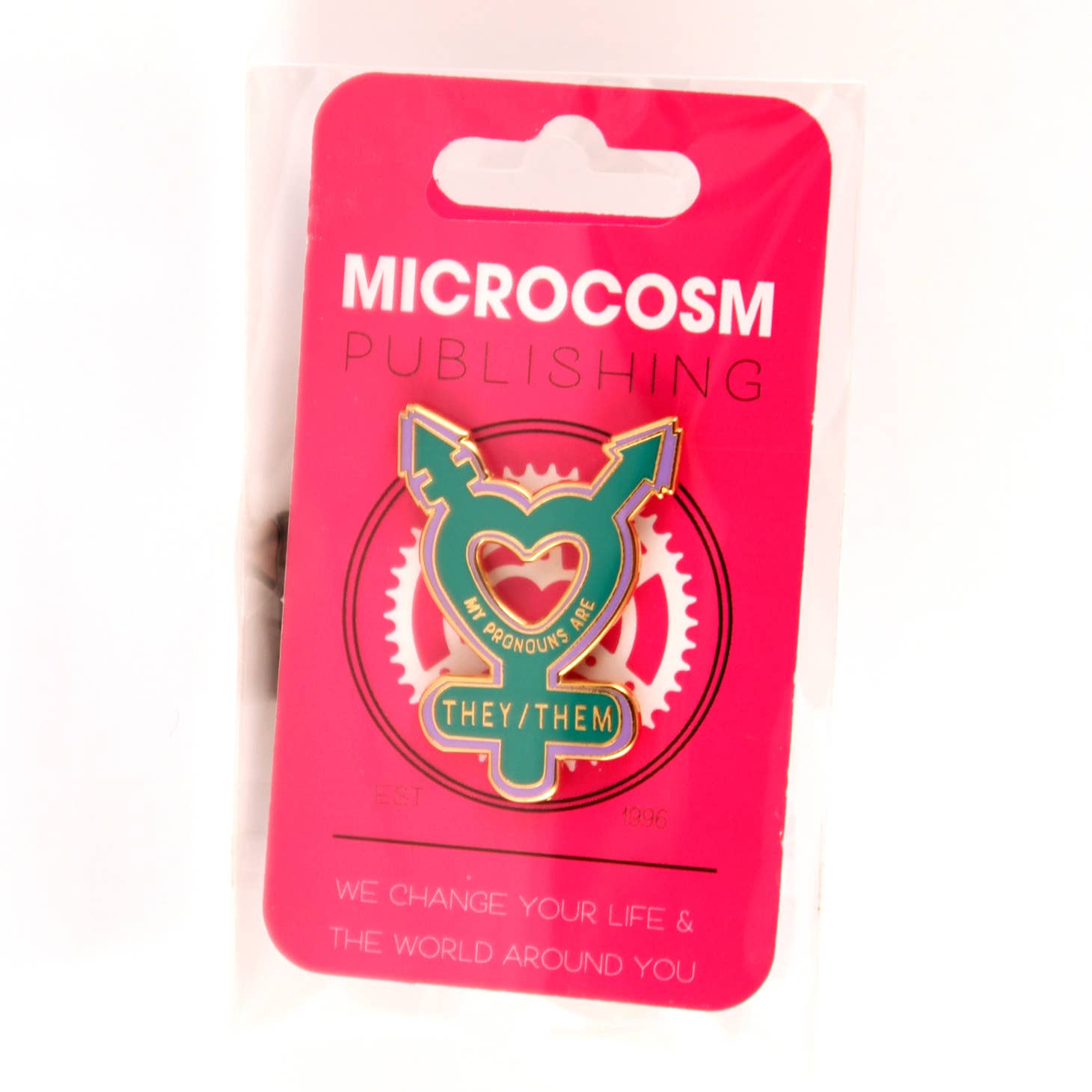 They/Them Pronouns Enamel Pin - LGBTQ+ Pride Accessory for Backpacks, Jackets & Lanyards