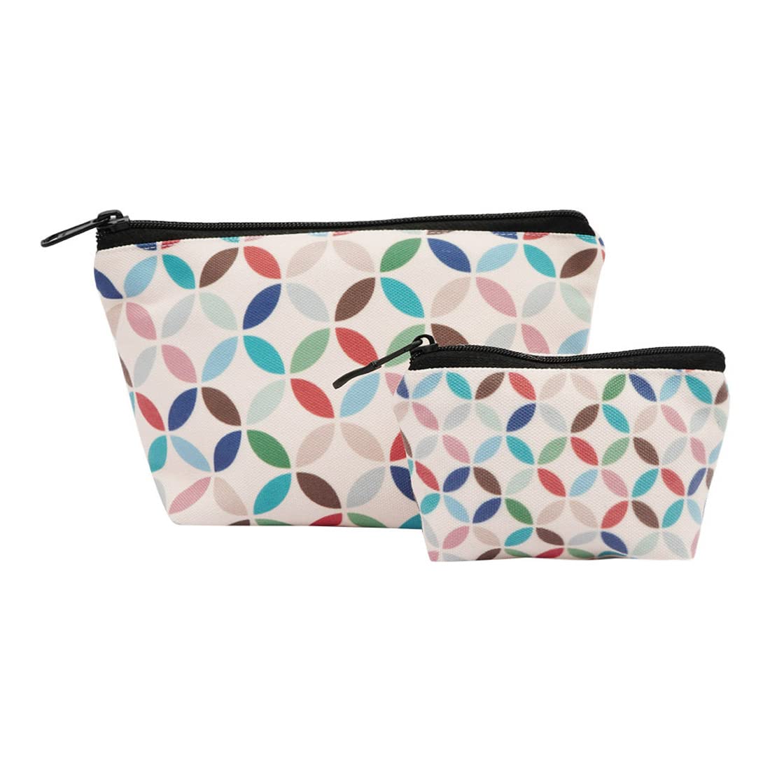 Crazyify Printed Makeup Pouch Set of 2 - Waterproof Cosmetic Bag, Travel Toiletry Organizer for Women | Perfect for Travel, Gym, and Daily Makeup Storage