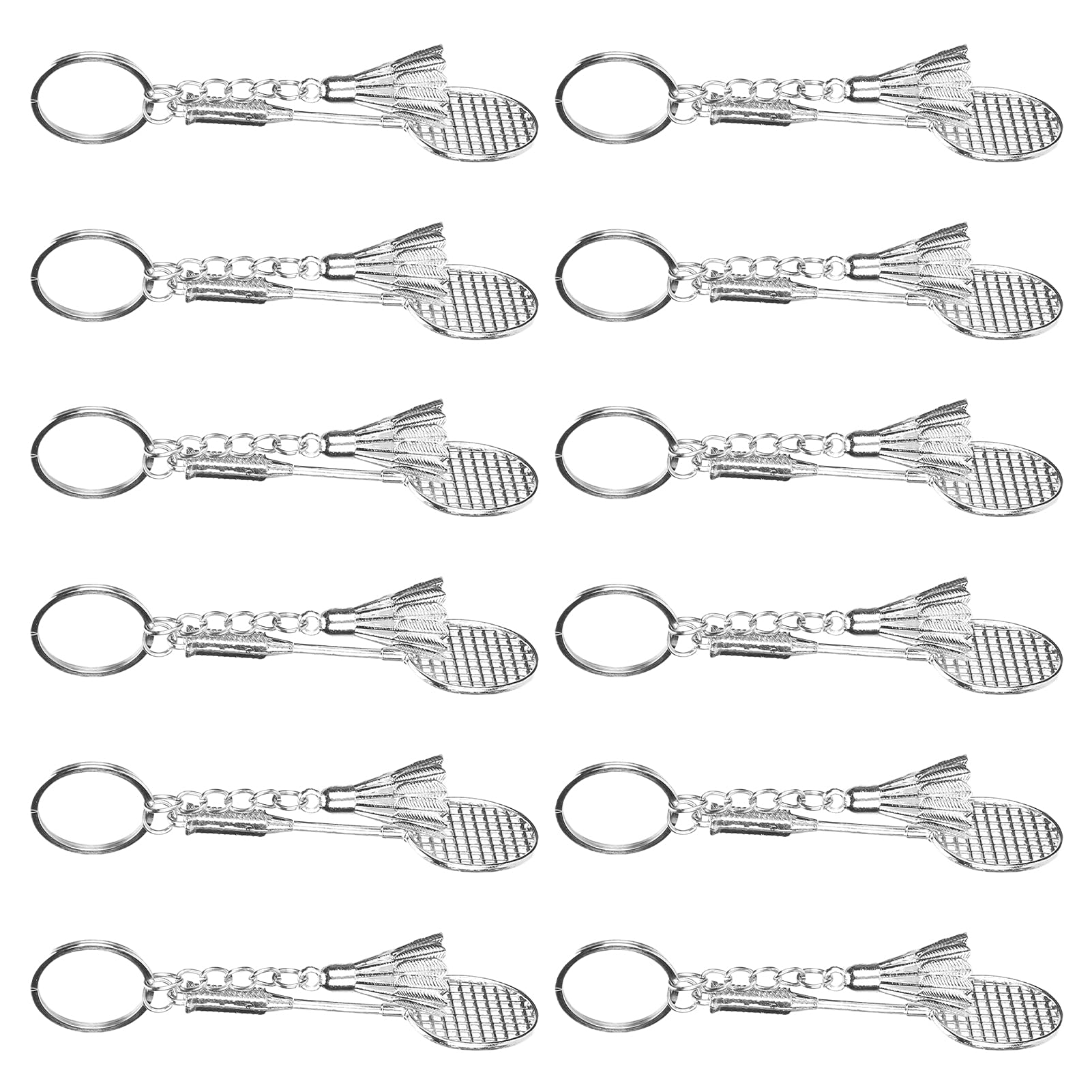 Premium Badminton Bag 14×8×5 with 12pcs Metal Sports Keychain Set - Stylish Badminton Racket Keyrings for Players & Couples - Perfect for Gym, Travel & Sports Enthusiasts