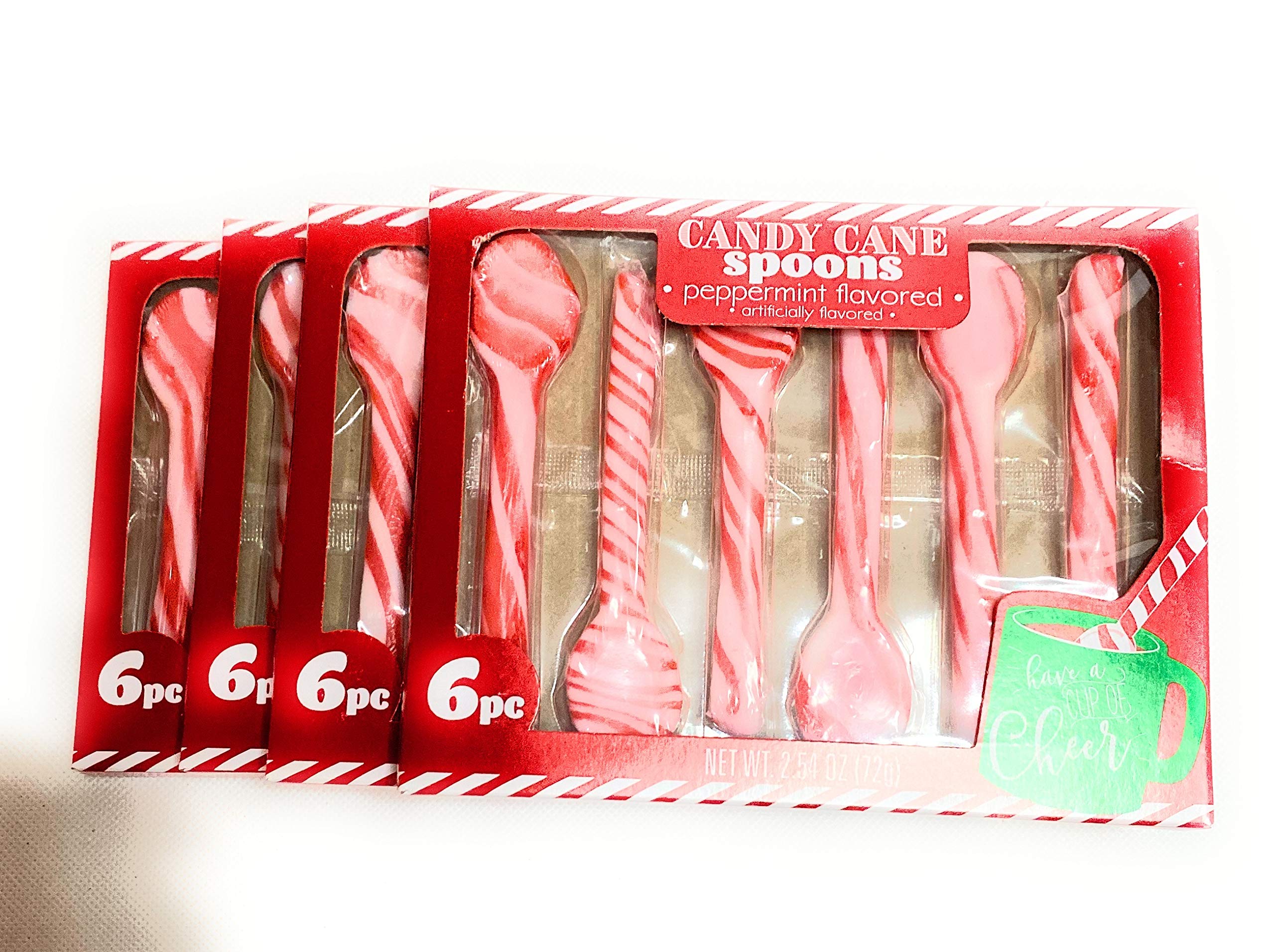 24 Peppermint Candy Cane Spoons - Christmas Baking & Hot Cocoa Stirrers - Holiday Party Favors & DIY Dessert Decorations