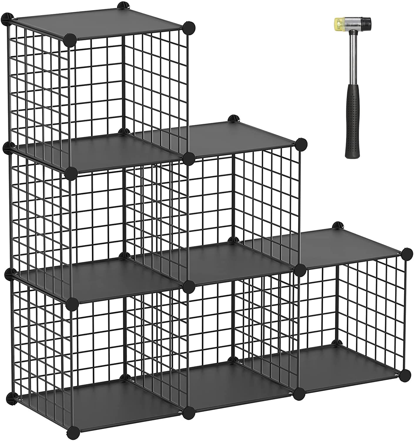 TUMUCUTE 6-Cube Wire Storage Organizer - Stackable Metal Bookshelf & Modular Closet Organizer for Bedroom, Living Room, Office - Perfect for Home Organization & Space Saving Storage Solutions