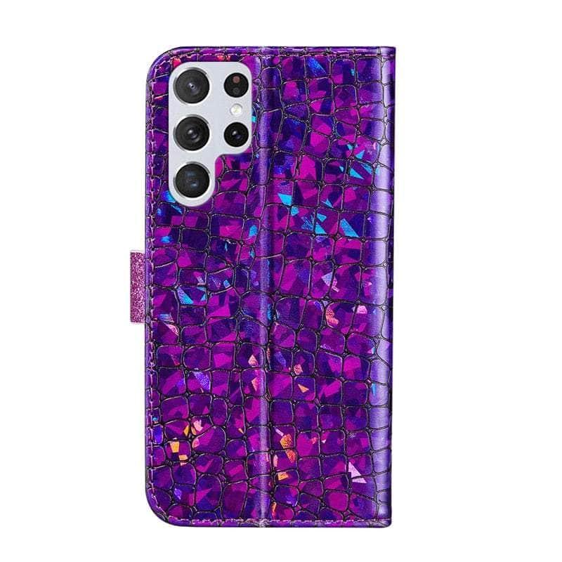 Samsung Galaxy S23 Case - Premium Laser Flash Powder Leather Phone Cover with Shockproof Protection for Daily Use, Work & Travel