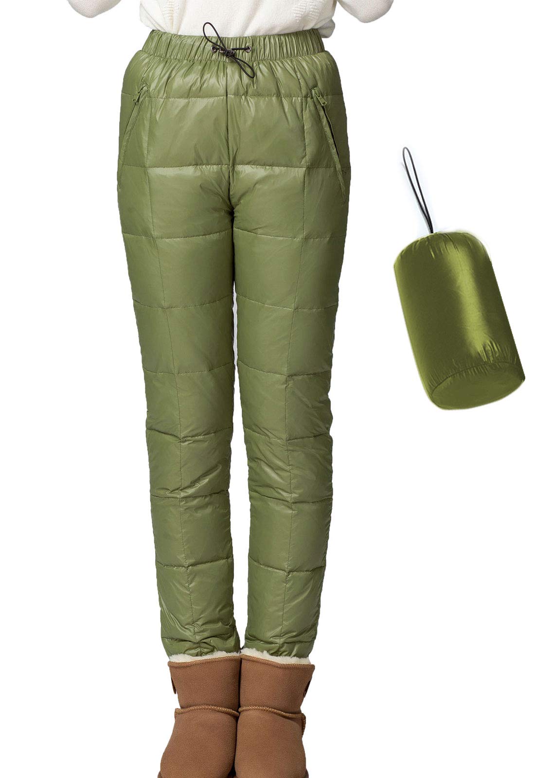 Flygo Women's Packable Winter Warm Snow Pants - Waterproof Insulated Ski Trousers with Utility Pockets for Cold Weather | Perfect for Skiing, Snowboarding & Outdoor Winter Activities