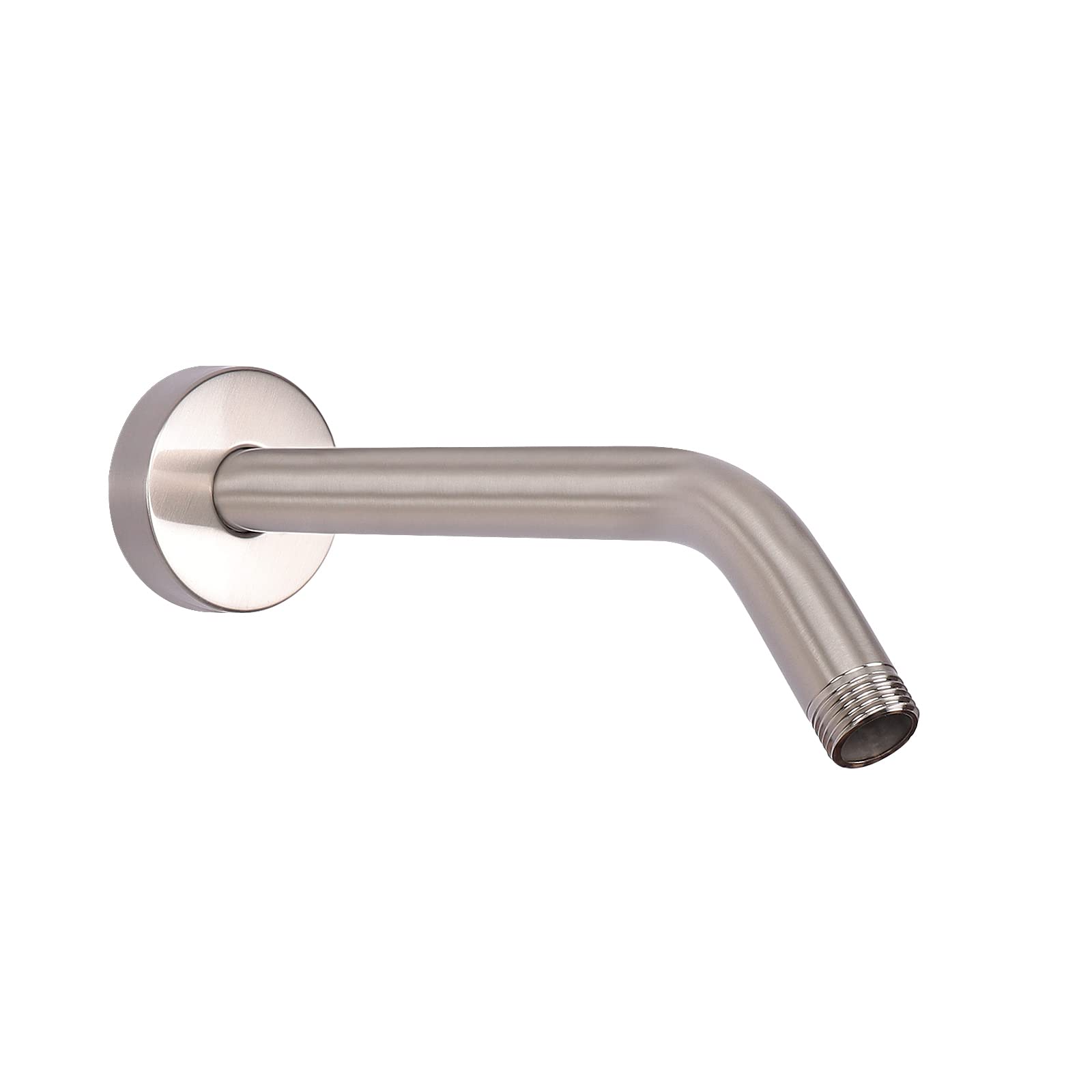 HarJue 8 Inch Brushed Nickel Shower Arm with Flange & Teflon Tape - 304 Stainless Steel Wall Mounted Extension Pipe for Fixed/Handheld Shower Heads - Perfect for Bathroom Renovation & Modern Shower Upgrades