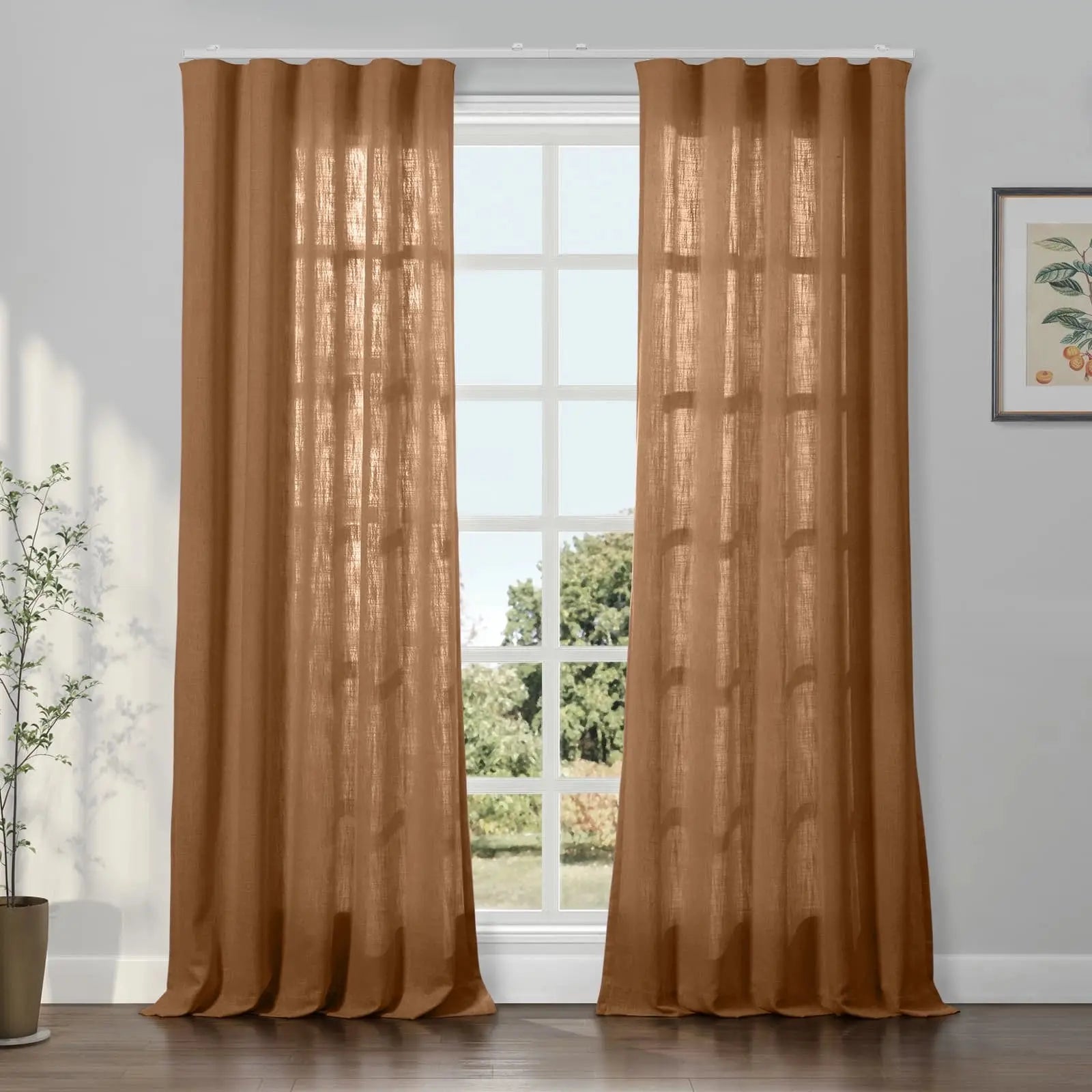 Liz Linen Ripple Fold Drapery Curtains - Elegant Window Treatments for Living Room & Bedroom Decor