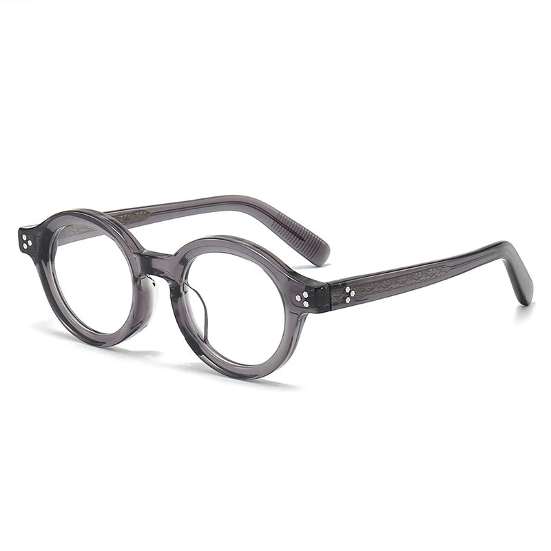 Stylish Unisex Black Acetate Round Eyeglasses with Thick Full Rim - Perfect for Reading, Work, and Everyday Fashion
