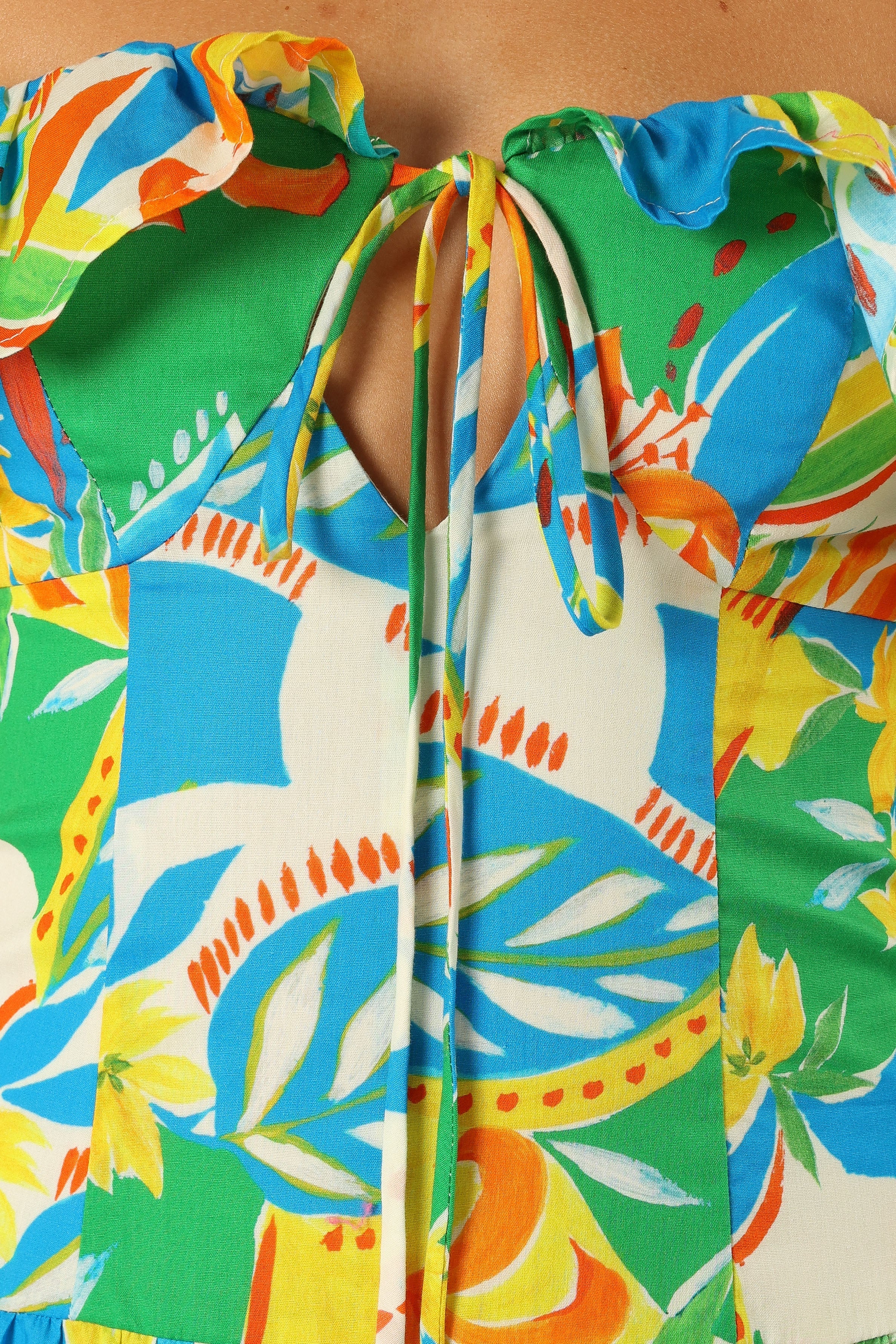Harriet Off Shoulder Maxi Dress - Malta Print Floral Summer Beach Dress for Women | Perfect for Vacations, Weddings & Outdoor Parties