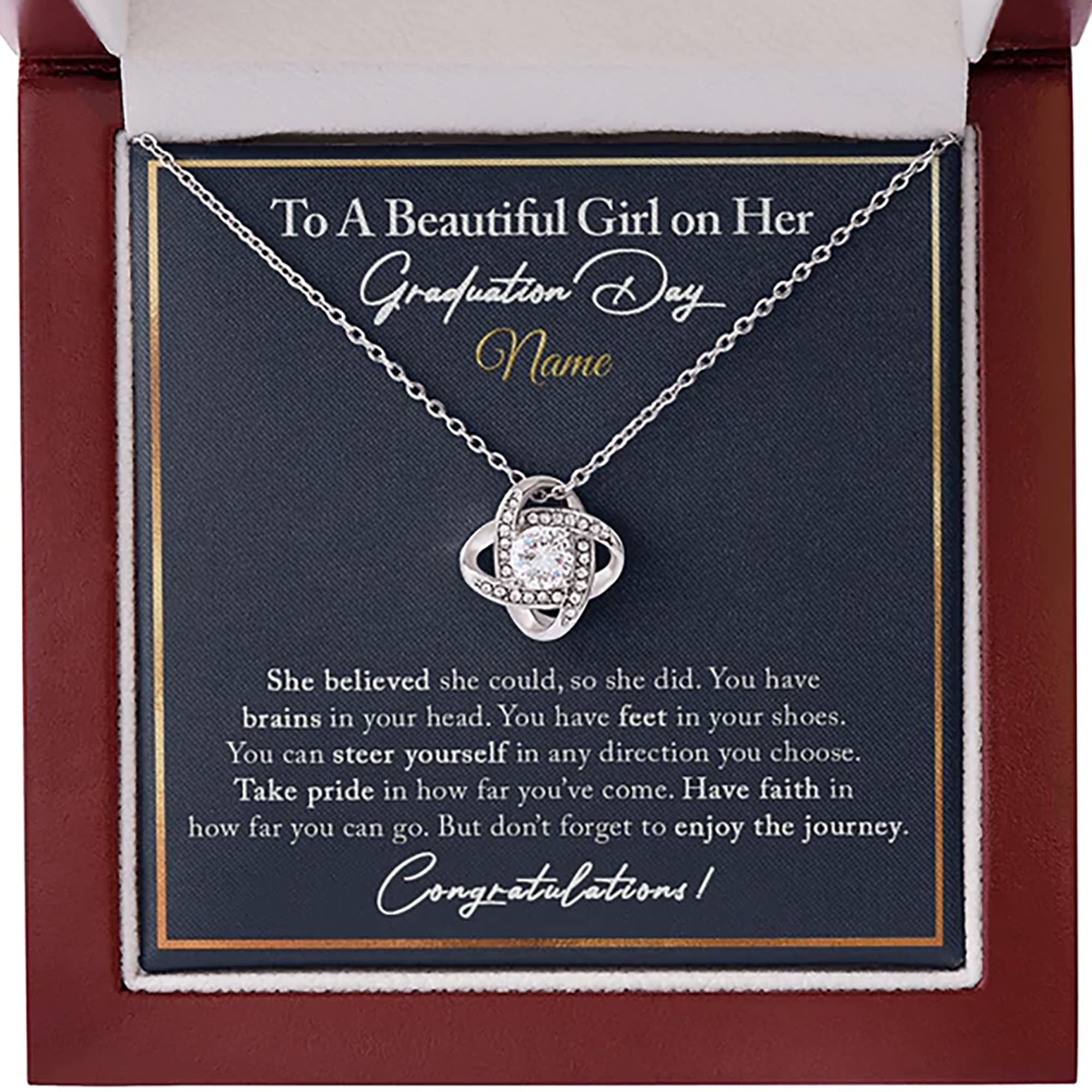 Graduation Necklace for Women - Elegant Knot Love Pendant Jewelry Gift for College & High School Graduates - Perfect for Daughter, Granddaughter, Sister, Niece & Best Friend - Ideal for Commencement Ceremonies & Graduation Parties