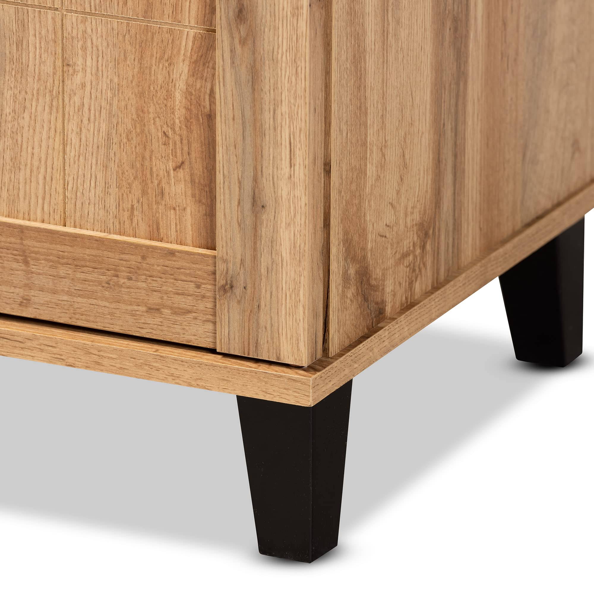 Baxton Studio Glidden Modern Oak Brown Wood 2-Door Shoe Storage Cabinet - Contemporary Entryway Organizer for Hallway, Closet & Mudroom