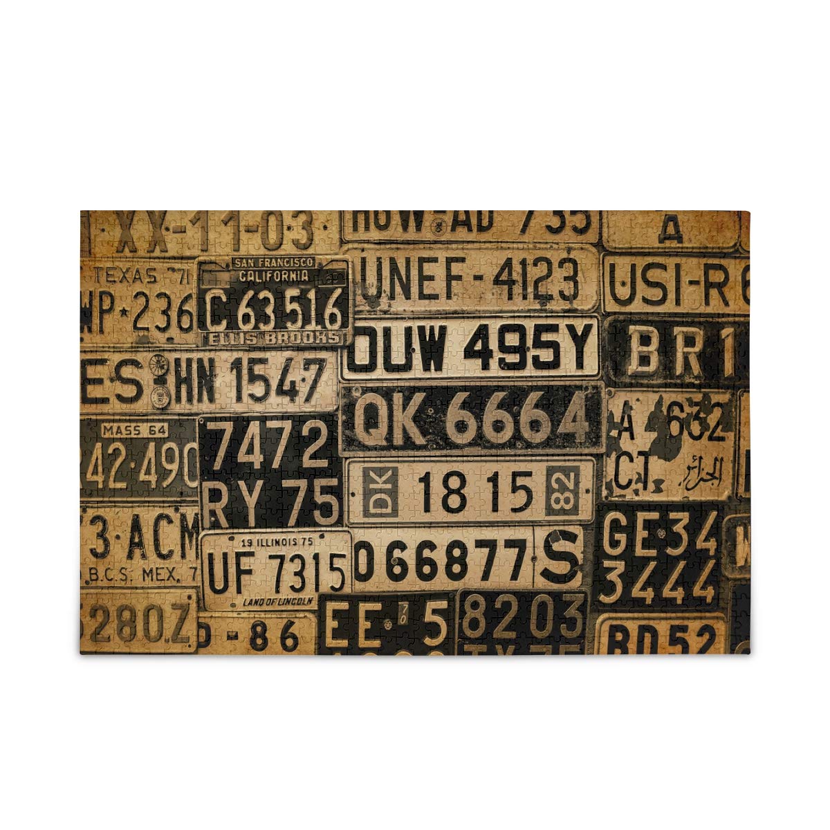 Vintage License Plate 500-Piece Jigsaw Puzzle - Fun & Challenging Collectible Puzzle Game for Adults & Teens - Perfect for Family Game Nights, Classroom Activities & Stress Relief