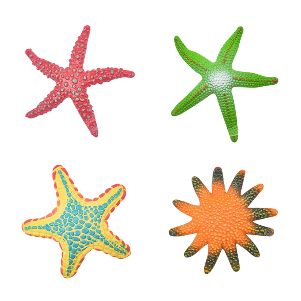 IKASEFU 4Pcs Colorful Starfish Pool Toys Set with Gold Mesh Bag - Summer Swimming & Diving Toys for Kids, Underwater Throw Toys for Boys & Girls - Perfect for Pool Parties, Beach Fun & Birthday Gifts