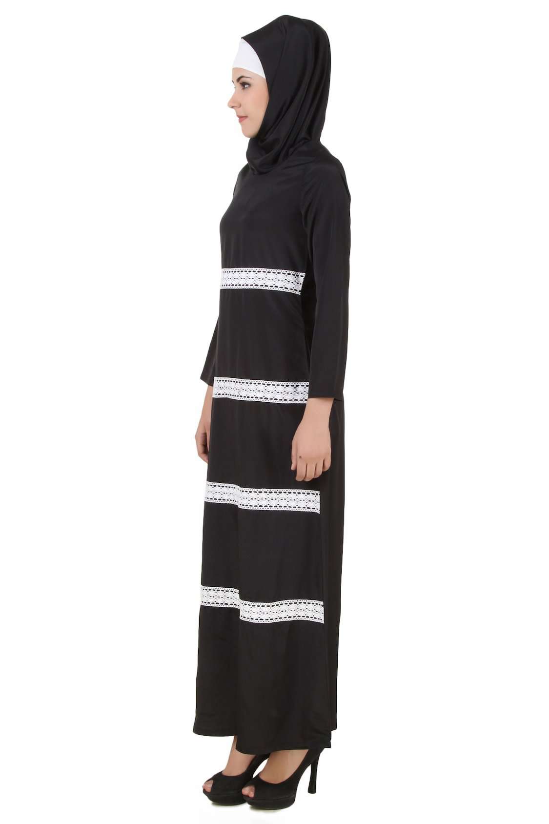 Elegant Black Nida Abaya for Women - Modest Islamic Prayer Dress - Perfect for Mosque, Eid, and Special Occasions
