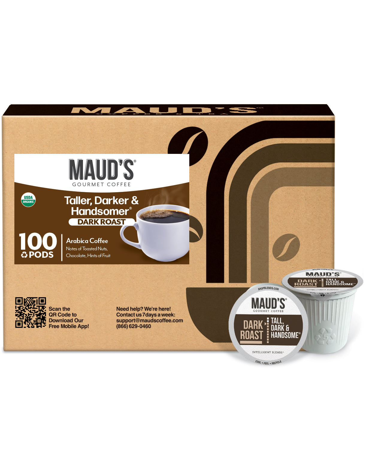 Maud's Premium Dark Roast Coffee Pods - 100% Arabica Single Serve Cups for Keurig Brewers | Perfect for Home, Office & Morning Energy Boost