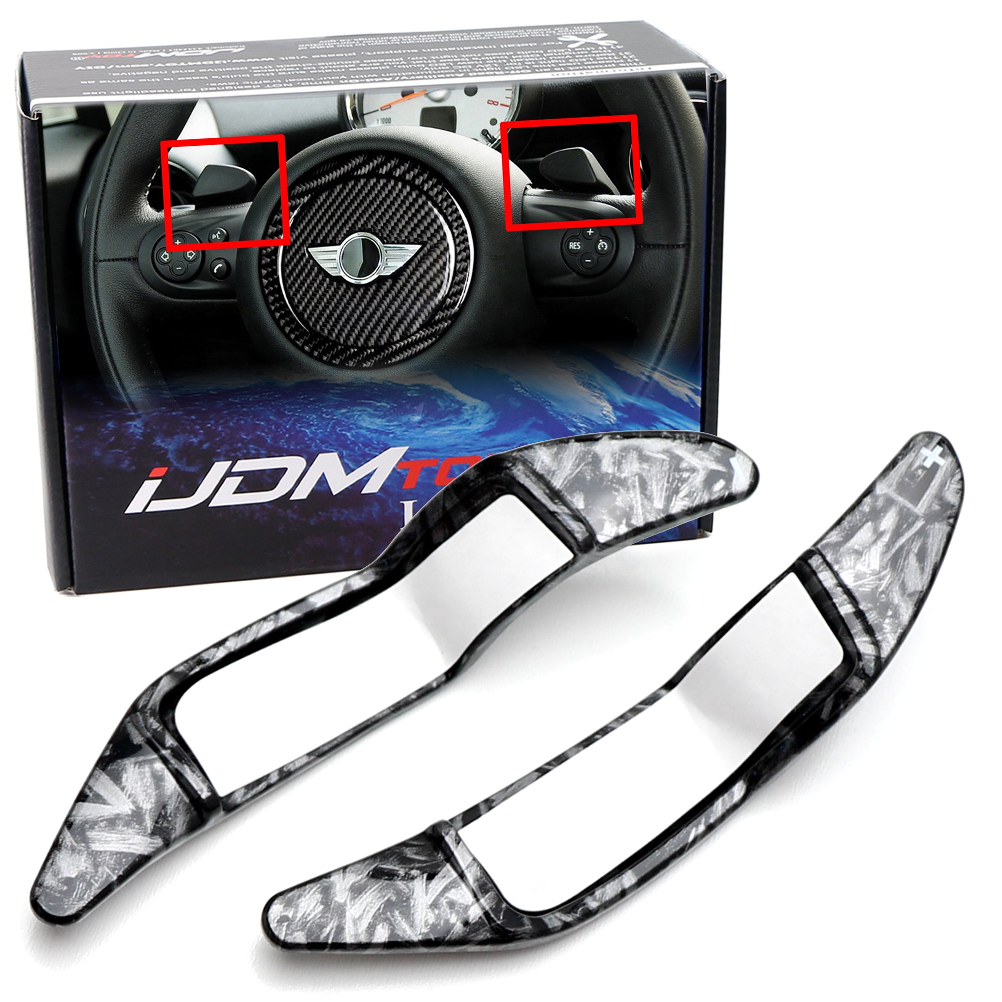Premium Forged Carbon Fiber Steering Wheel Paddle Shifters for MINI Cooper R56 R58 R60 R61 Models - Upgrade Your Driving Experience | Perfect for Racing & Performance Driving