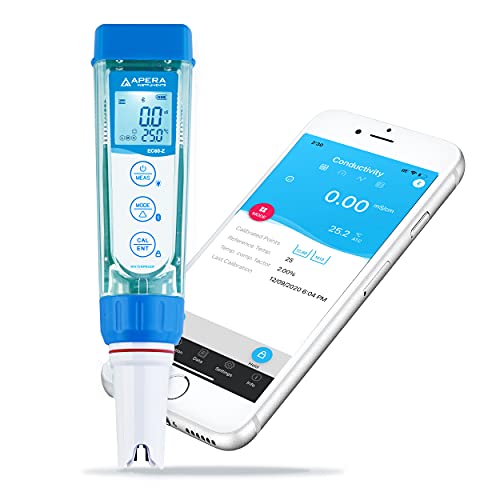 Apera EC60-Z Smart Bluetooth Water Quality Tester - Conductivity, TDS, Salinity & Resistivity Meter with ZenTest Mobile App | Ideal for Aquariums, Hydroponics & Pool Maintenance