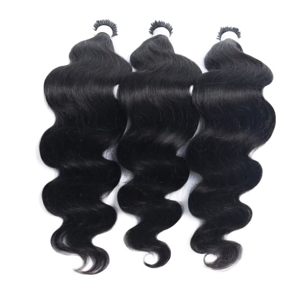 Brazilian 100% Real Human Hair Extensions - Body Wave Microlink I-Tips with Keratin Pre-Bonded Stick Tips (100 Strands, 100g, 30