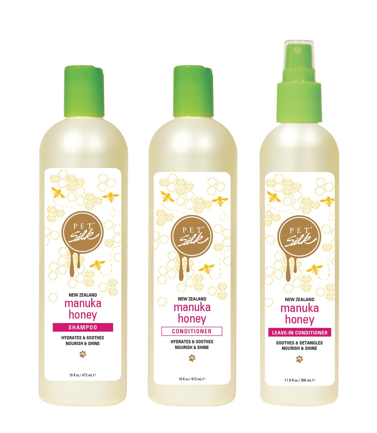 Pet Silk Manuka Honey Conditioner - Hydrating & Shining for All Pets - with Honey & Avocado Oil - for Healthy Coat Care