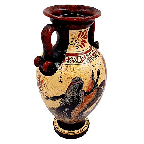 Ancient Greek Pottery Vase 26cm - Handcrafted Zeus, Leda & Triton Design - Ceramic Art Decor for Home, Office & Wedding Centerpieces