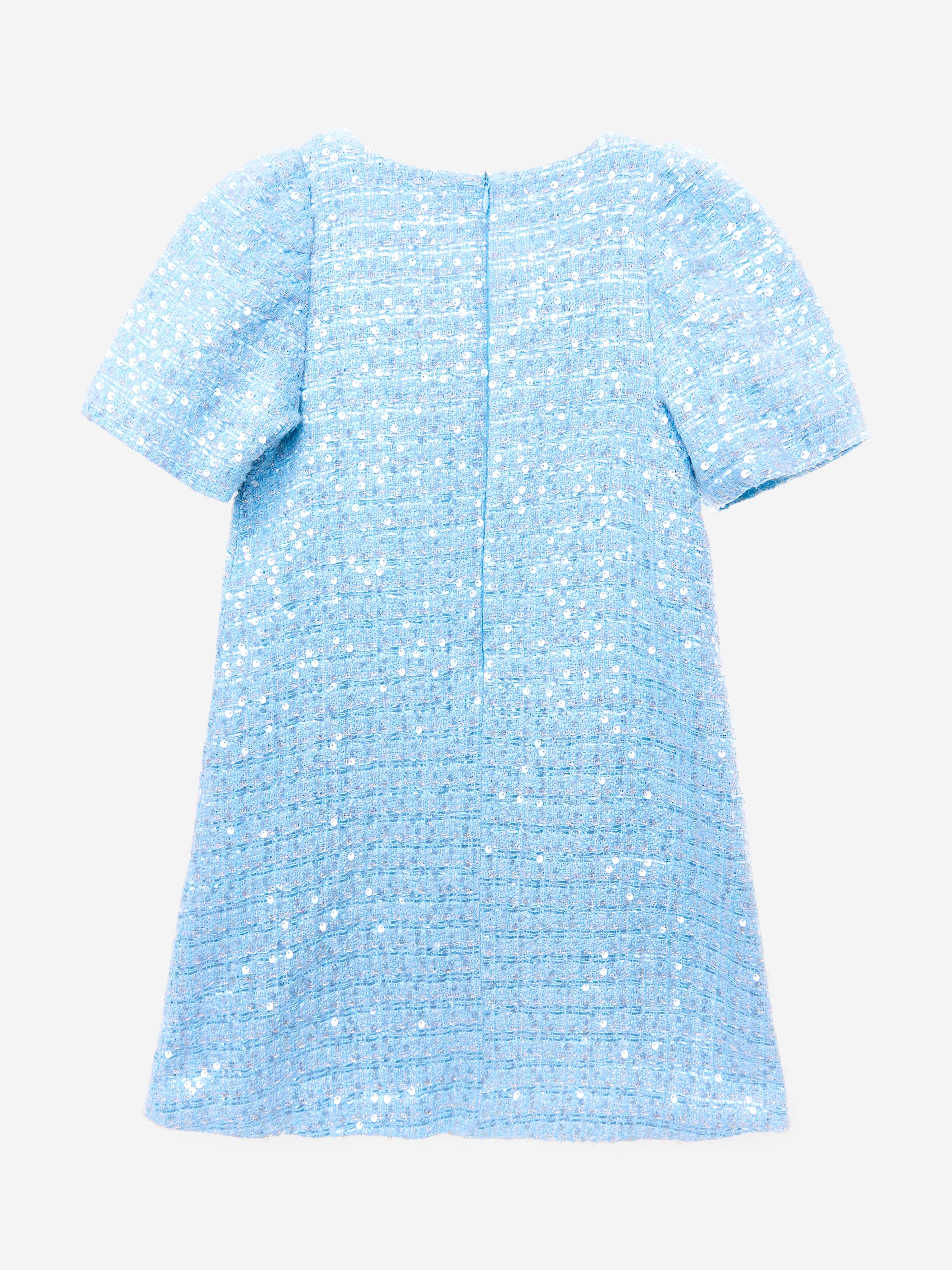 BCBG Girls Blue Tweed Dress - Elegant & Stylish Outfit for School, Parties & Special Occasions