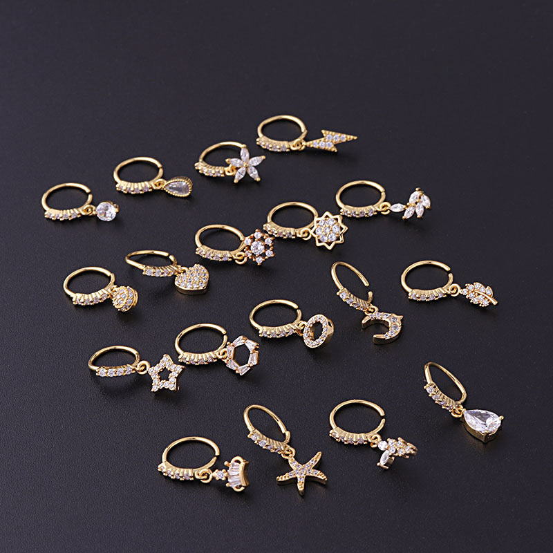 18K Gold Starfish Dangle Hoop Septum Ring - Elegant Nose Piercing Jewelry for Women | Perfect for Beach Parties, Summer Outfits & Boho Style Accessories
