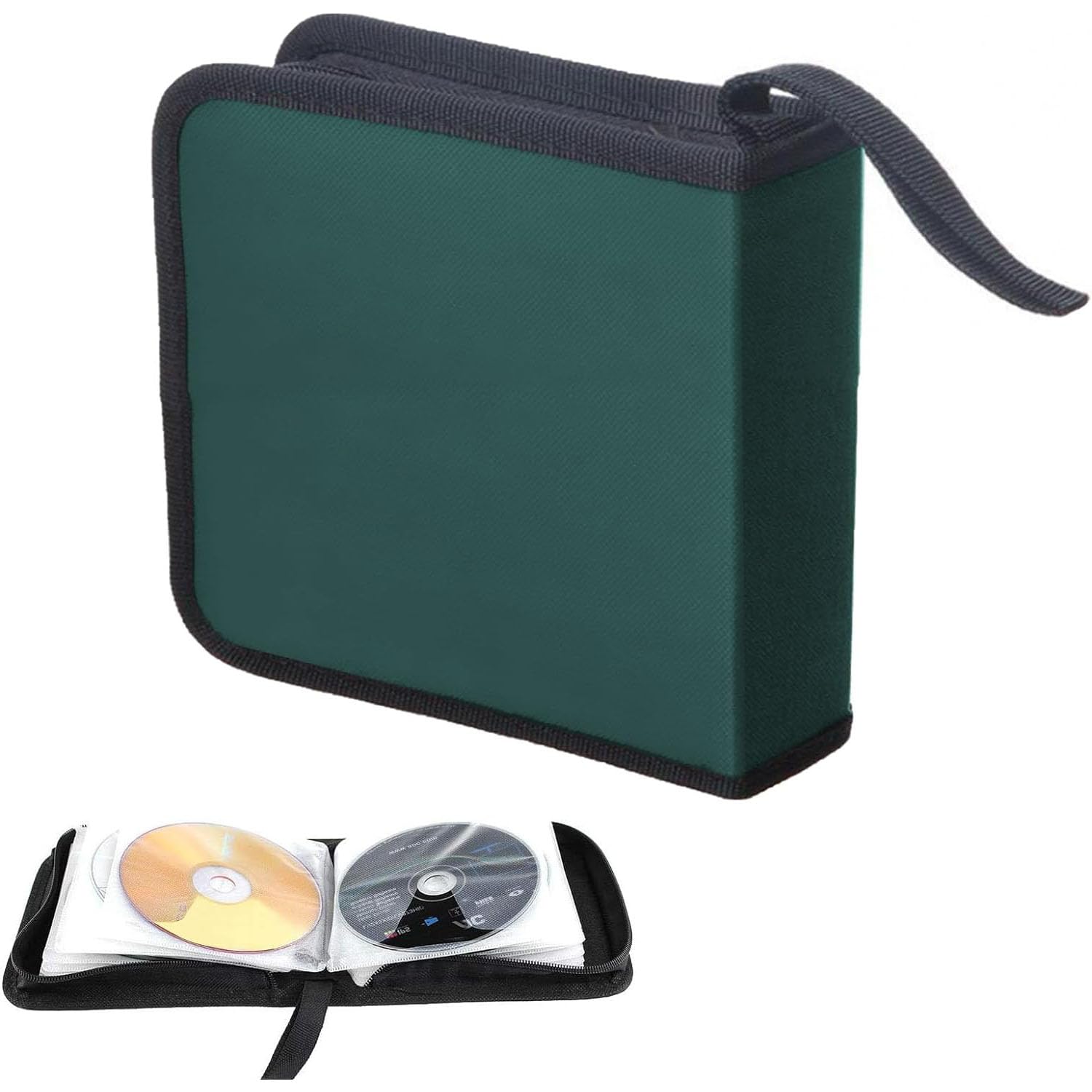 Yitobici Zippered Nylon CD DVD Storage Pouch - Home & Car Organizer (Green)
