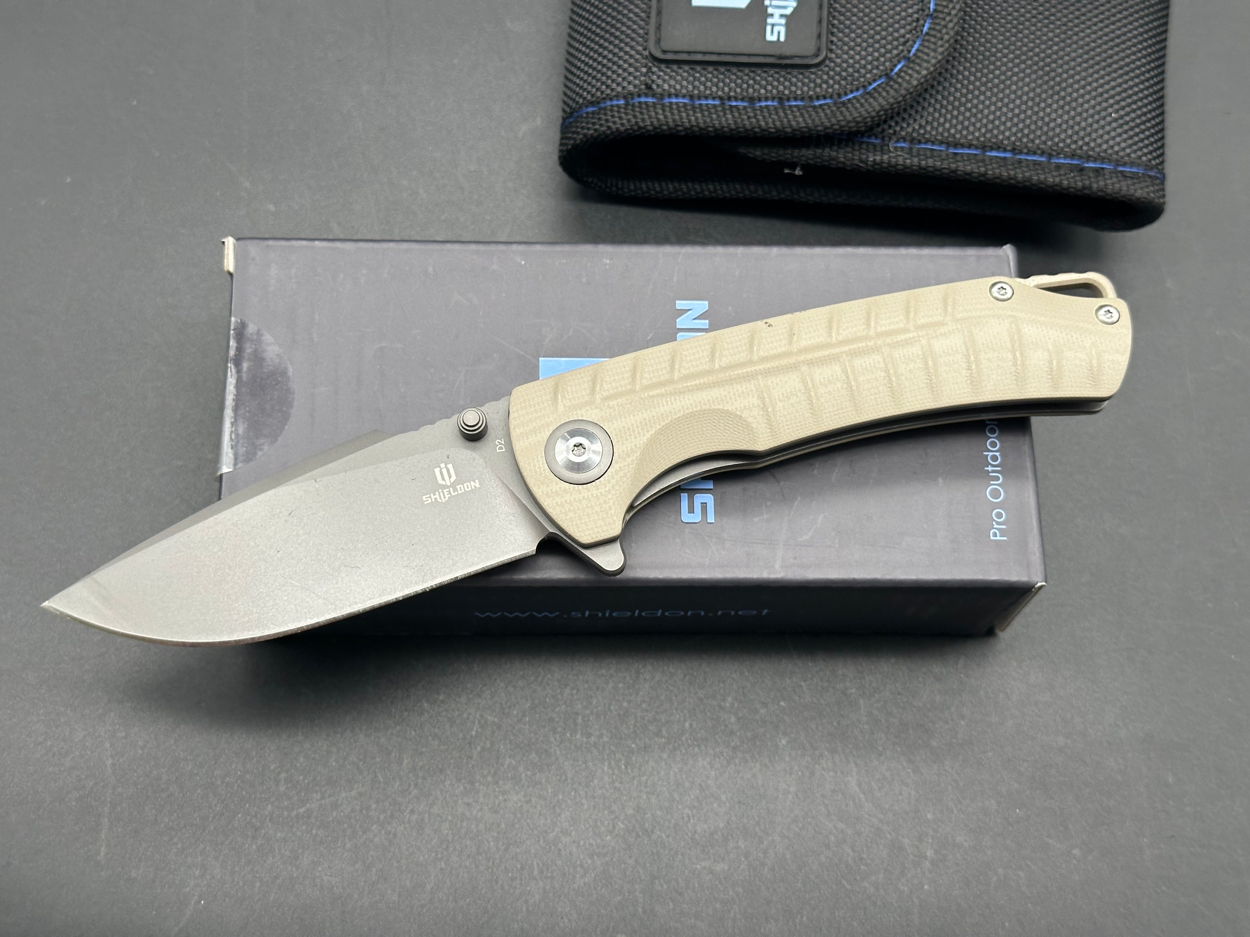 Shieldon Relicanth Tan G10 (3.11 D2) Knife - High-Performance EDC Pocket Knife for Outdoor, Camping & Survival Gear
