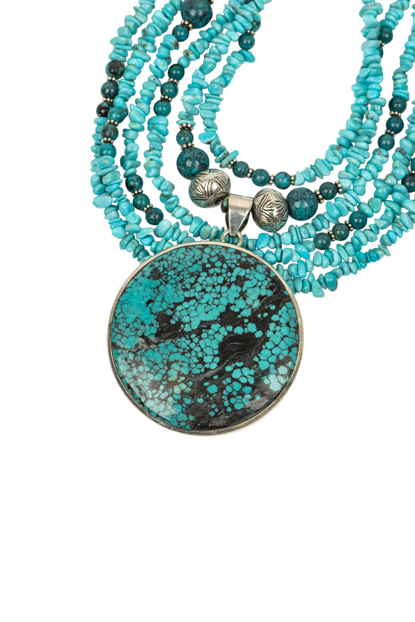 Paige Wallace Large Turquoise Pendant Necklace - Handmade Boho Jewelry for Women, Statement Necklace for Casual & Formal Occasions