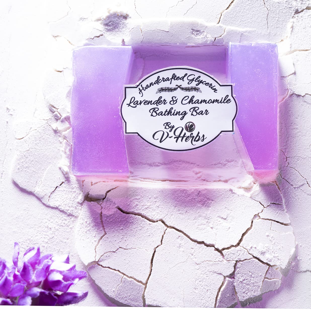 Organic Handmade Lavender Chamomile Glycerin Soap - 4 Pack (100g Each) with Coconut Oil & Castor Oil | Moisturizing, Relaxing Ayurvedic Soap for Stress Relief & Skincare | Perfect for Bath, Spa & Gift Giving