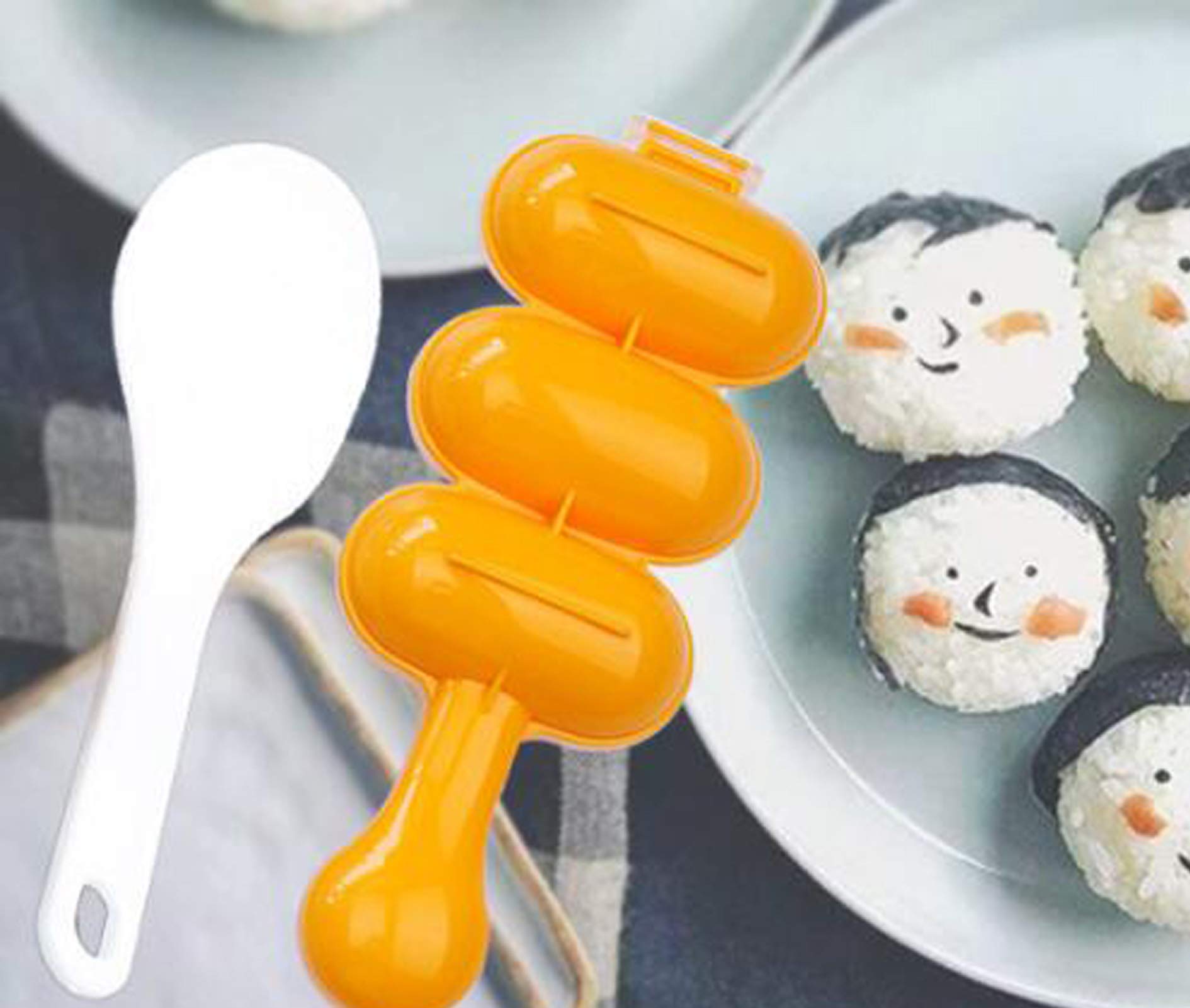 Rice Ball Mould Shaker - DIY Sushi Maker Kit for Perfect Onigiri & Rice Balls | Includes Mini Rice Paddle | Great for Bento Boxes, School Lunches & Japanese Cuisine
