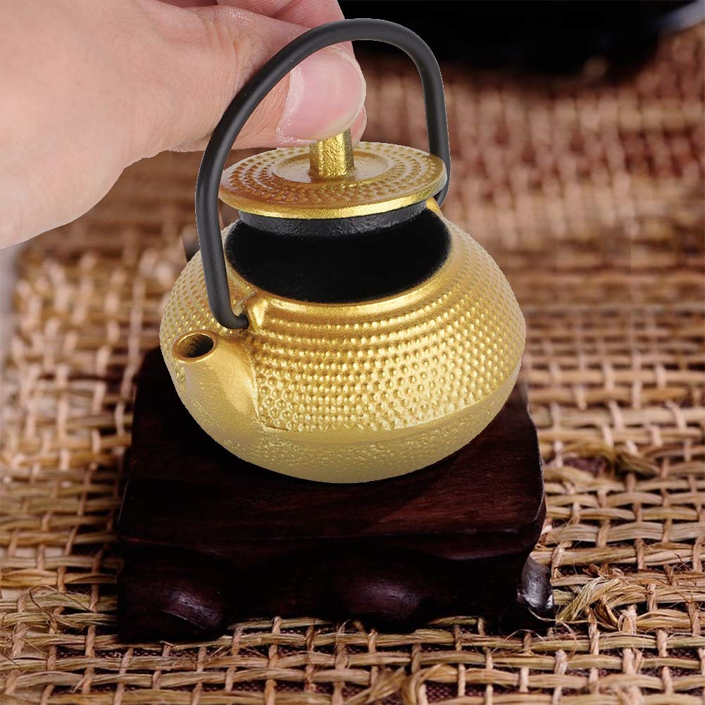 Premium Japanese Cast Iron Teapot - 50ml Mini Tetsubin Tea Kettle with Golden Finish & Ergonomic Handle | Authentic Traditional Japanese Iron Teapot for Green Tea, Herbal Tea & Matcha | Perfect for Home, Office & Tea Ceremonies
