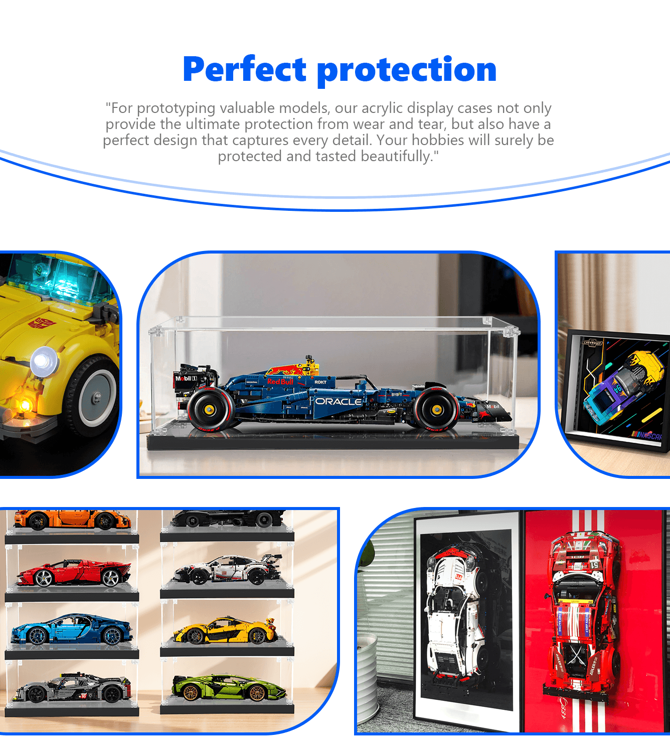 LEGO Oracle Red Bull Racing RB20 F1 Display Case (1:8 Scale) - Perfect for Showcasing 42206 Model Car in Home, Office, or Collection Displays