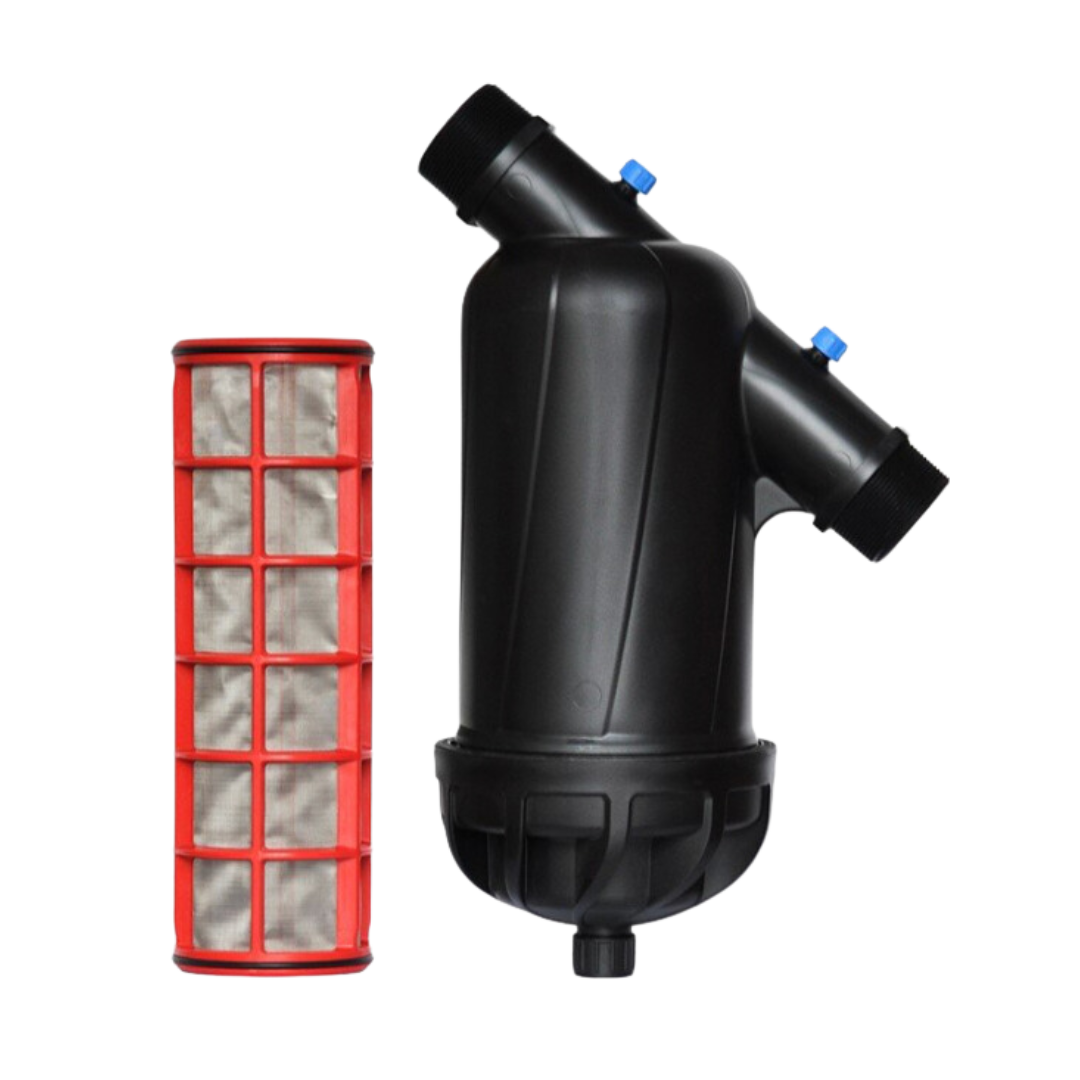 130 Micron Angled Y-Type Inline Water Filter with Screen - 2 Inlet/Outlet Ports for Home Plumbing, Irrigation, and Pool Filtration Systems