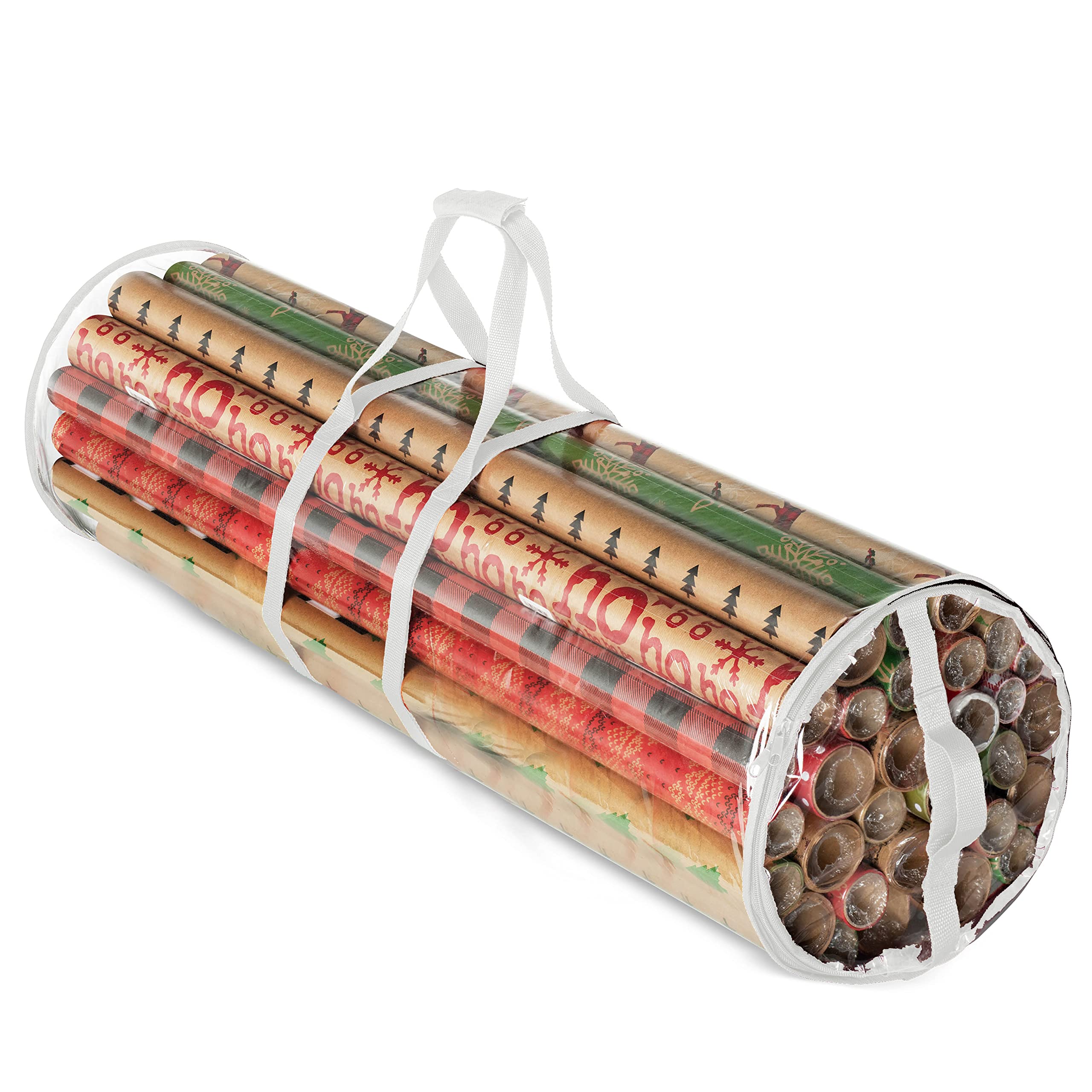 ZOBER 40 Inch Wrapping Paper Organizer Storage - Holds 25 Standard Rolls, Waterproof Gift Wrap Organizer for Holiday & Birthday Presents - Perfect for Home, Office & Craft Room Organization