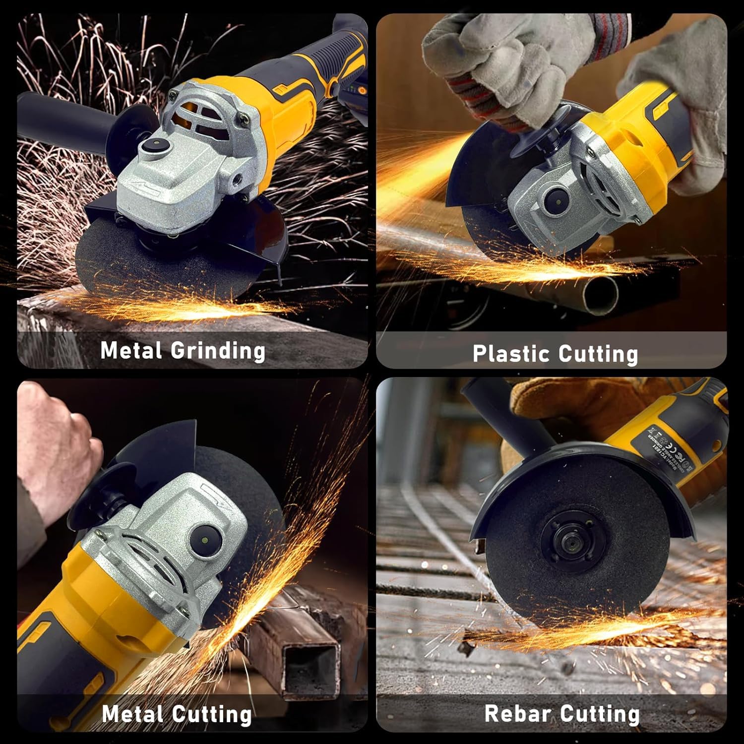 20V MAX Cordless Angle Grinder for Dewalt Battery - 11000 RPM Brushless Motor, 3-Speed Adjustable Power Tool for Cutting, Grinding, Polishing Metal, Wood & Concrete (Tool Only) - Perfect for DIY Projects, Construction & Metalworking