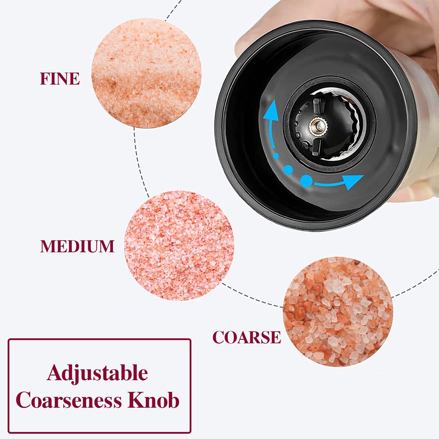 Premium Himalayan Pink Salt & Pepper Grinder Set - 2 Adjustable Ceramic Mills with Glass Containers - Large Salt Shaker & Pepper Mill for Gourmet Cooking, Kitchen, Dining Table & Restaurant Use (5351AX2)