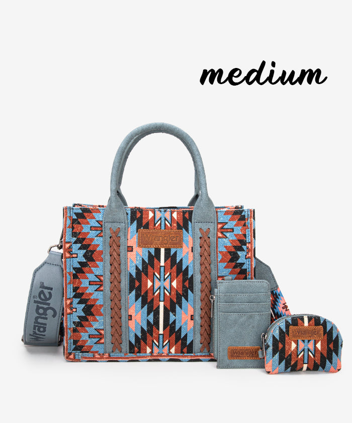 Wrangler Aztec Print Whipstitch Canvas Tote Bag Set - Stylish & Durable Handbag for Women, Perfect for Shopping, Beach & Everyday Use