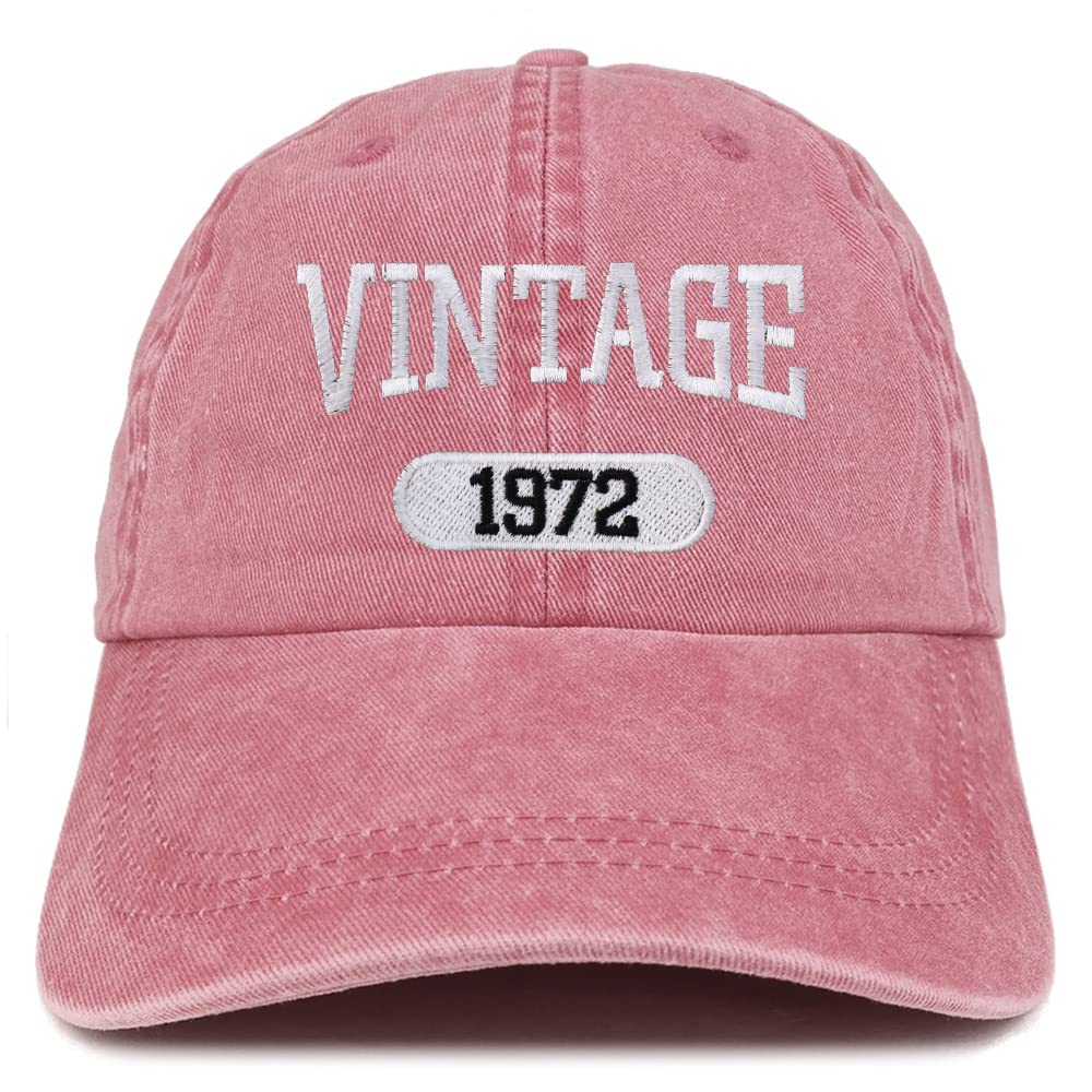Vintage 1972 Embroidered Cotton Cap - 50th Birthday Gift for Men & Women - Pigment Dyed Washed Trendy Baseball Hat - Perfect for Casual Wear, Outdoor Activities & Anniversary Celebrations