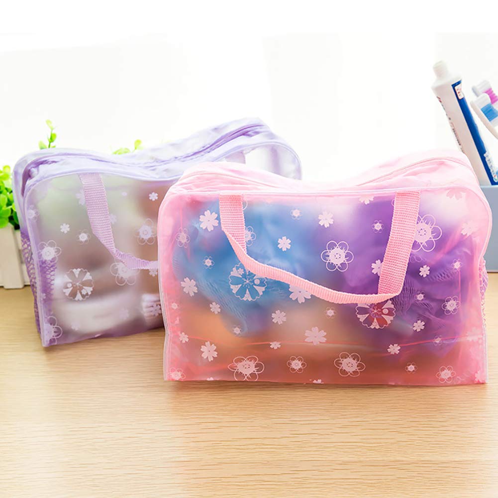 Clear Travel Storage Bag with Zipper - Waterproof Makeup & Toiletry Organizer Pouch (Purple) | Perfect for Cosmetic Storage, Gym Essentials & Vacation Packing