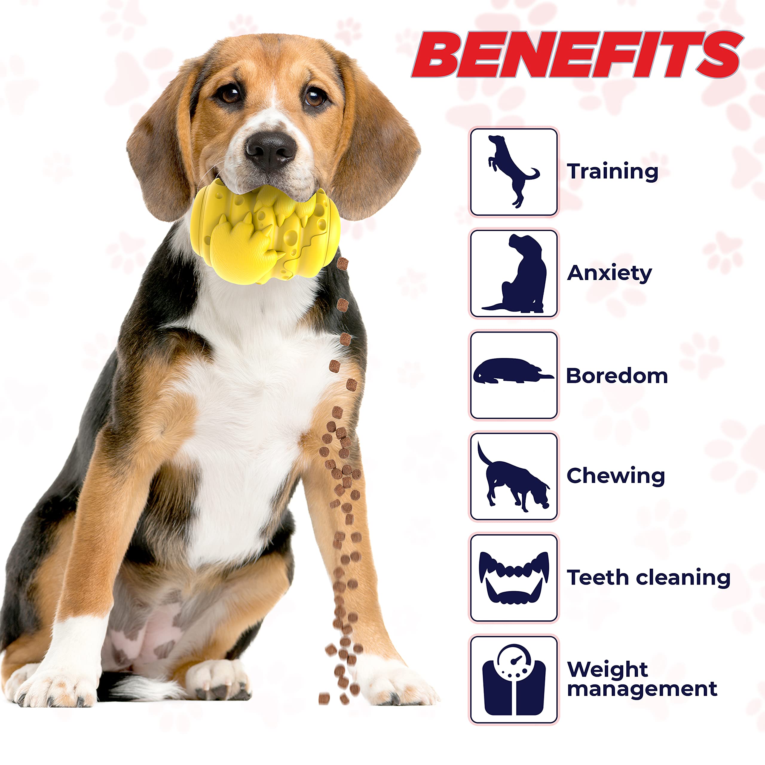 Durable Dog Chew Toys for Aggressive Chewers - Interactive Puzzle Treat Dispenser for Medium & Large Dogs - Natural Rubber Teething Chew Toy for Strong Chewers - Perfect for Training, Boredom Relief & Dental Health