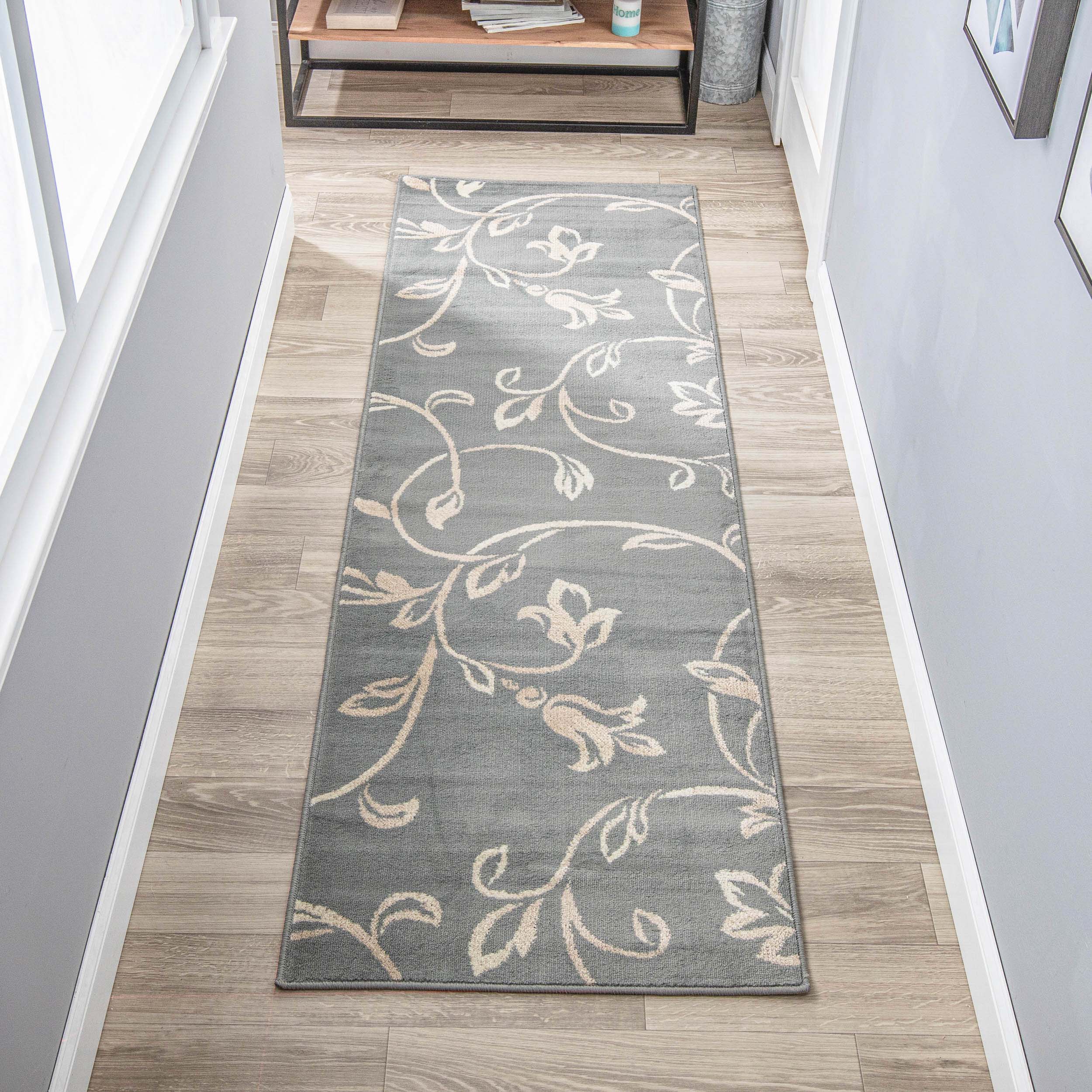 Vines Floral Scrolling Rustic Indoor Area Rug - Soft Bohemian Floor Mat for Living Room, Bedroom & Nursery - Home Decor Accent Rug