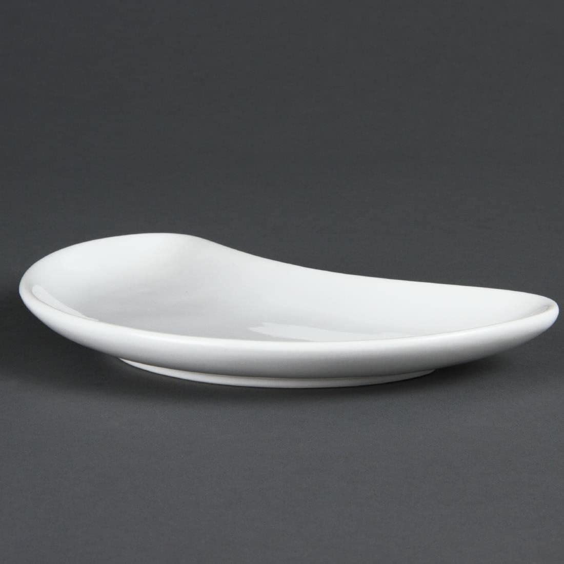 Premium White Porcelain Crescent Salad Plates - Set of 12 (200mm) - Elegant Dinnerware for Restaurants, Catering & Fine Dining Entertaining