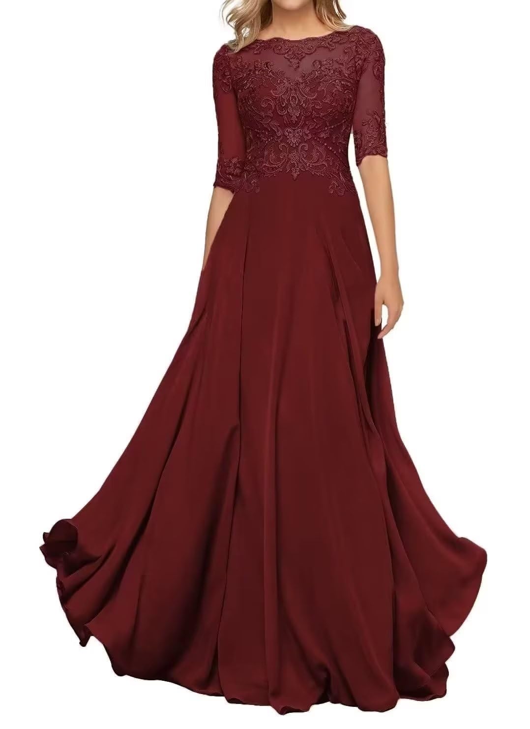 Elegant Mother of The Bride Dress - Chiffon Long Sleeve Formal Evening Gown for Women | Wedding Guest Dress, Special Occasions & Black Tie Events