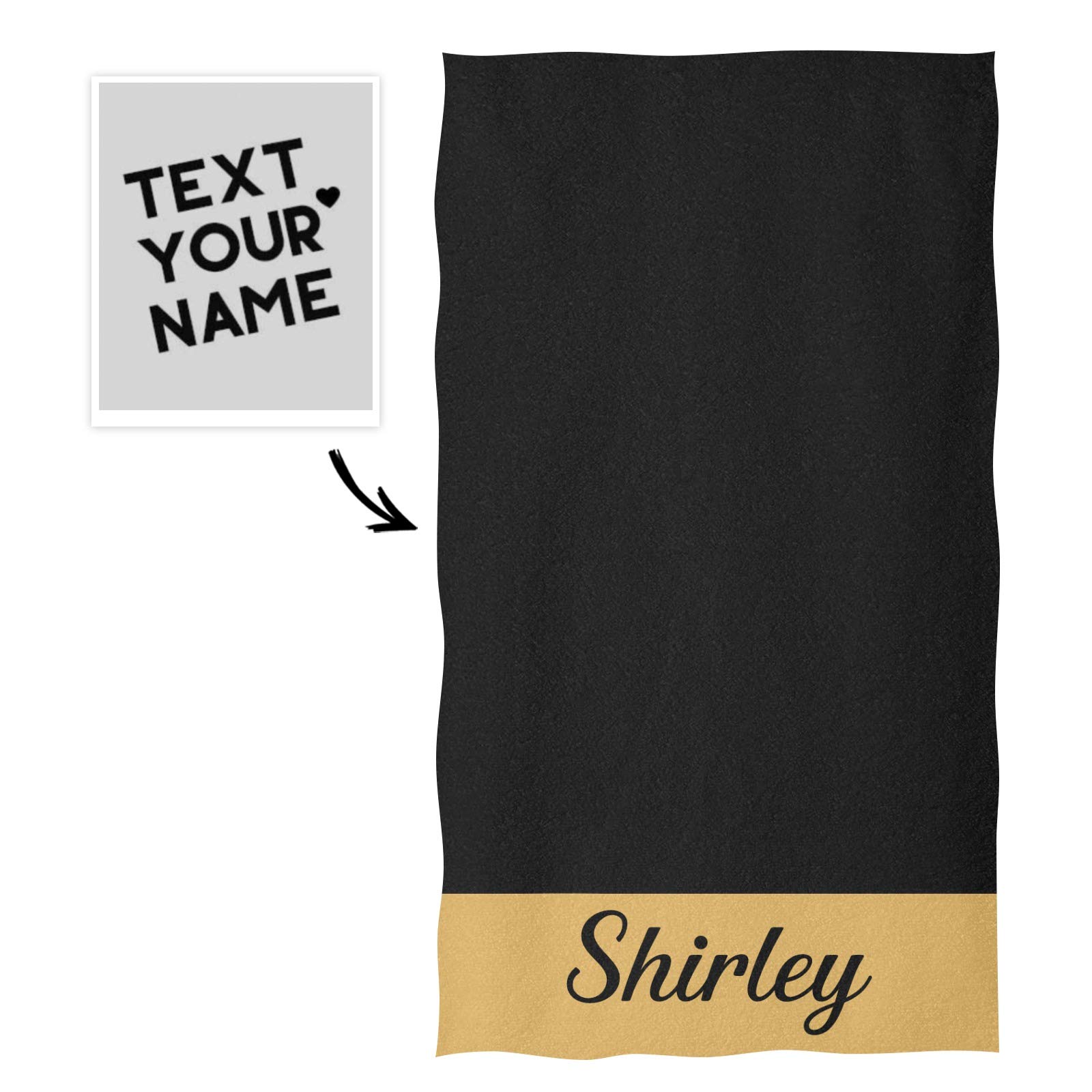 Custom Personalized Monogram Hand Towels - Black & Gold Soft Microfiber Bath Towel (16x28 inches) for Bathroom, Kitchen, Hotel, Gym & Spa - Perfect for Gifts, Home Decor & Luxury Self-Care