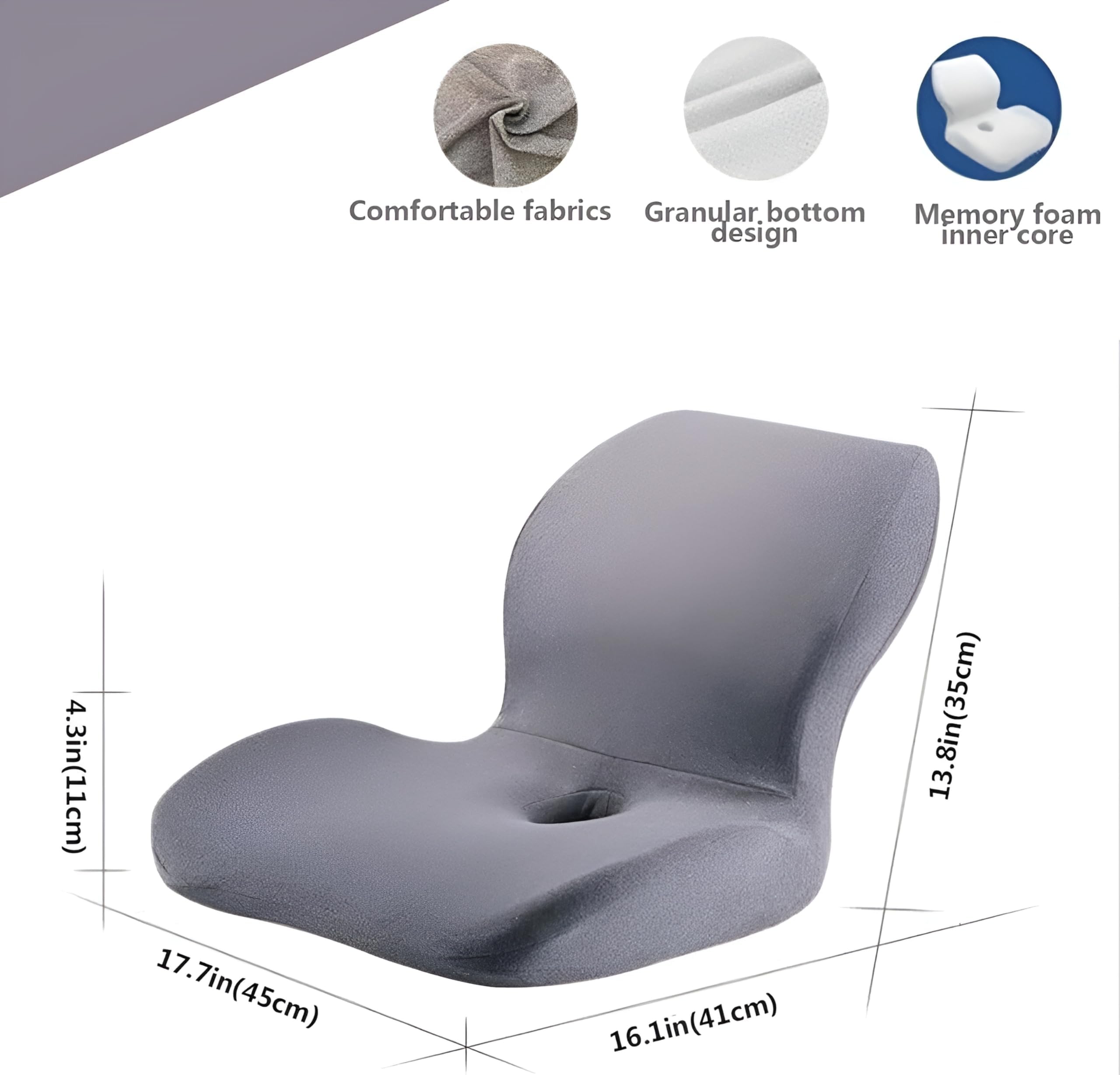 ElementEdge Memory Foam Seat Cushion - Orthopedic Office Chair & Car Seat Pad for Hip, Lumbar & Tailbone Pain Relief - Ergonomic Support for Home, Work & Driving Comfort
