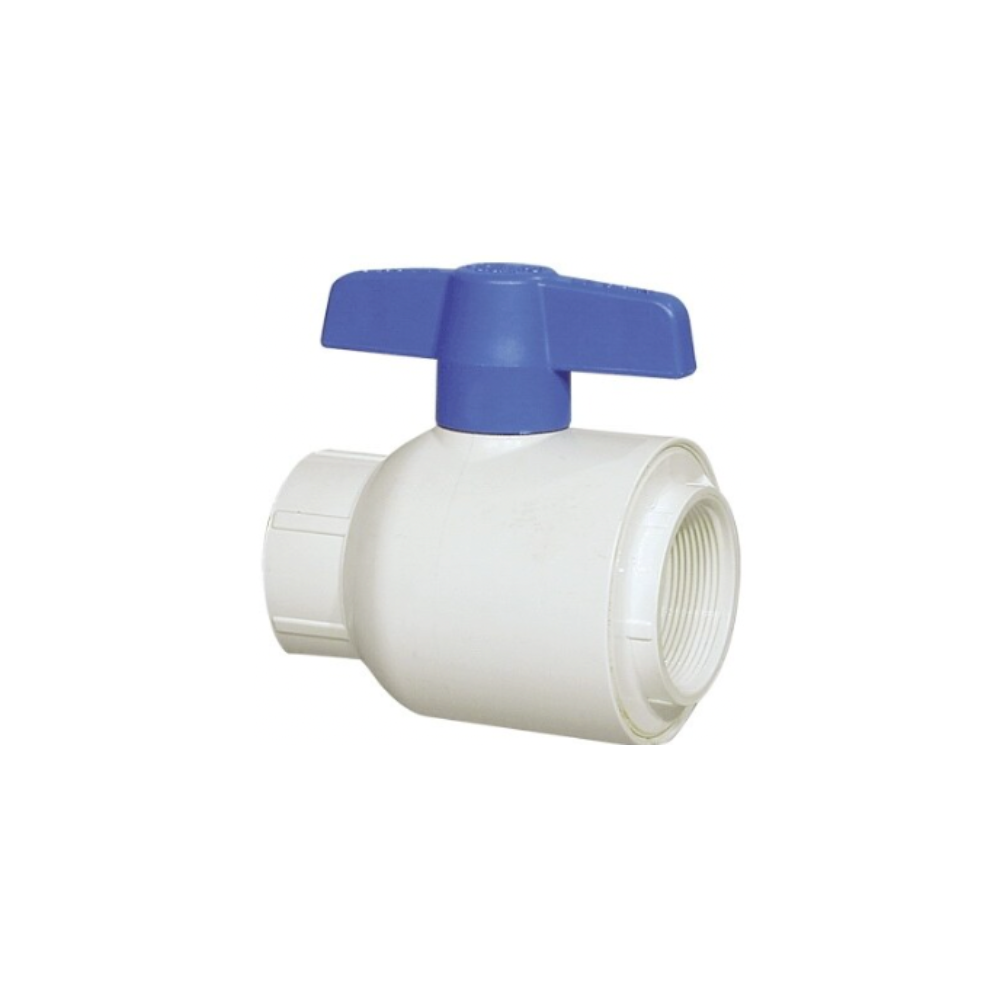 1 Inch PVC 2622 010 Ball Valve with Blue Handle & EPDM O Rings - Socket Connection for Water, Gas, and Chemical Applications