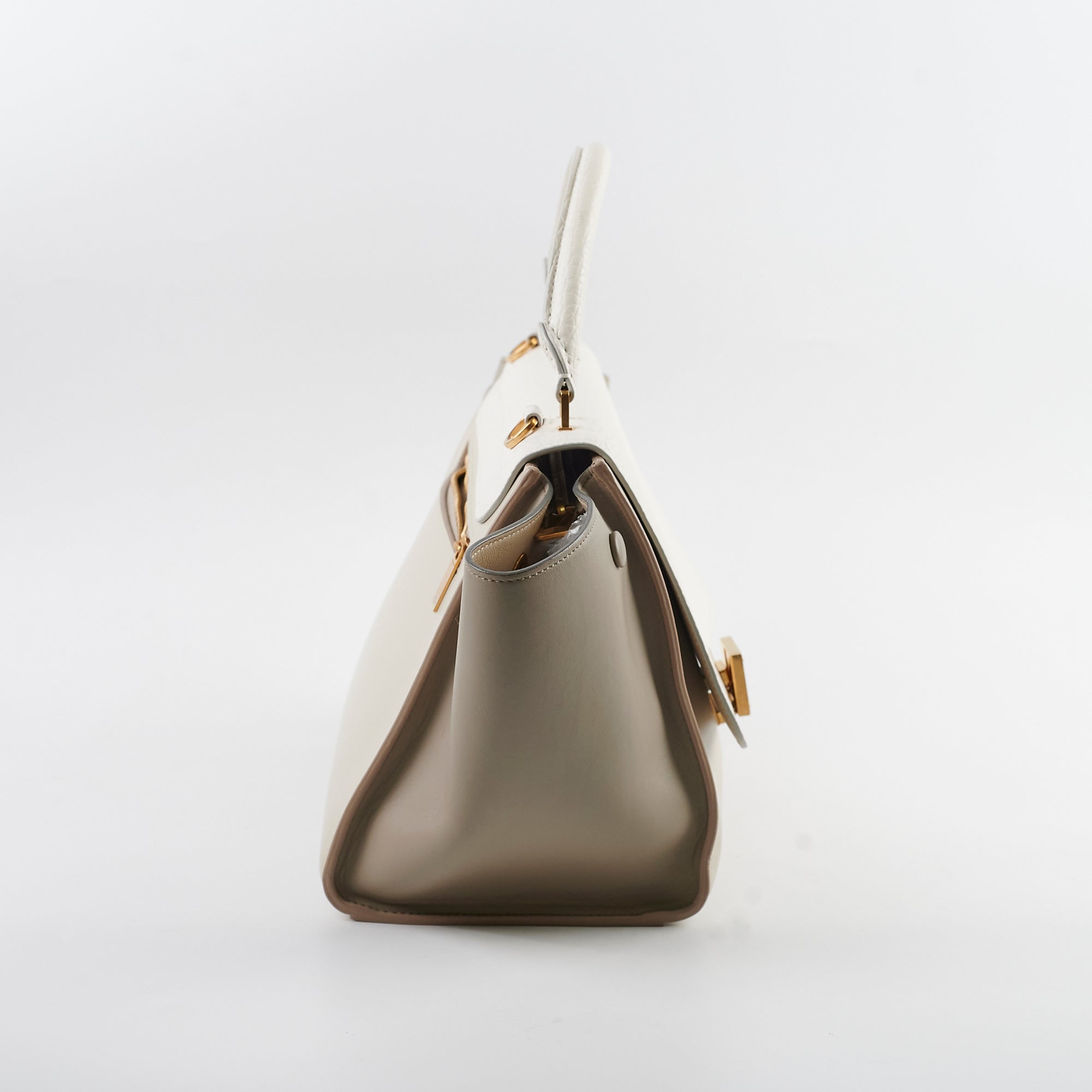 Celine Trapeze Small Leather Handbag in Beige & Cream - Perfect for Work, Travel & Everyday Use