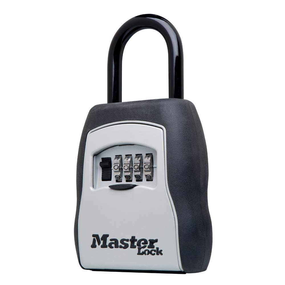 Master Lock 5400D Portable Combination Lock Box - Set Your Own Code, Holds 5 Keys, Secure Black Design (4-Pack) - Ideal for Home, Office, Travel & Locker Security