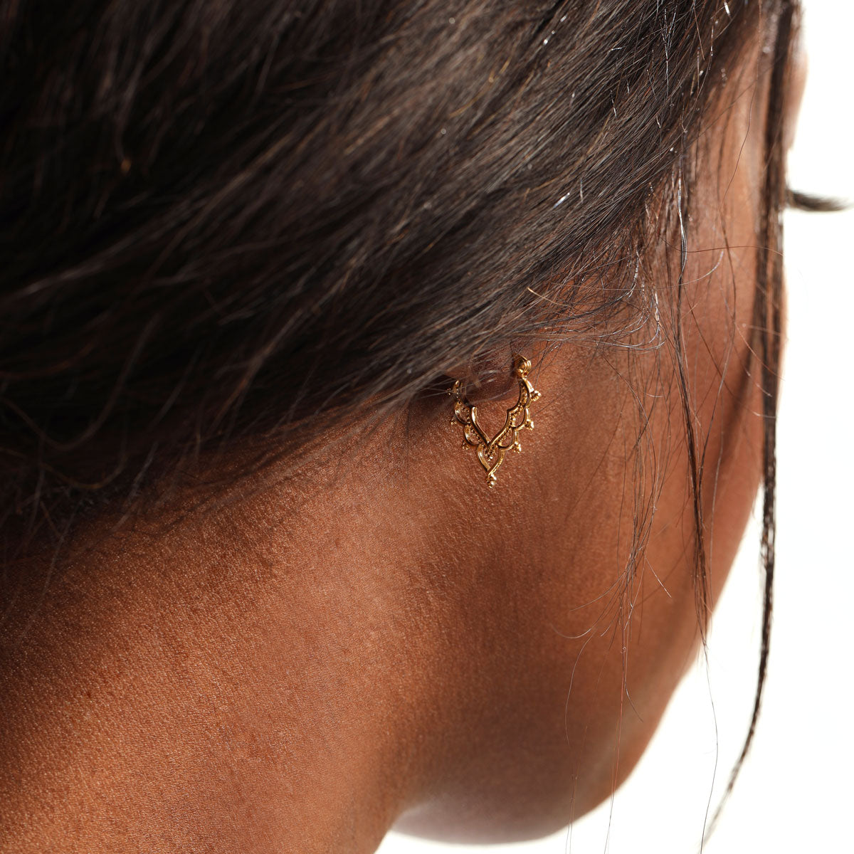 Golden Temple Sleepers Gold Earrings for Women - 24K Gold Plated Hoop Earrings for Everyday Wear, Gift Giving & Special Occasions