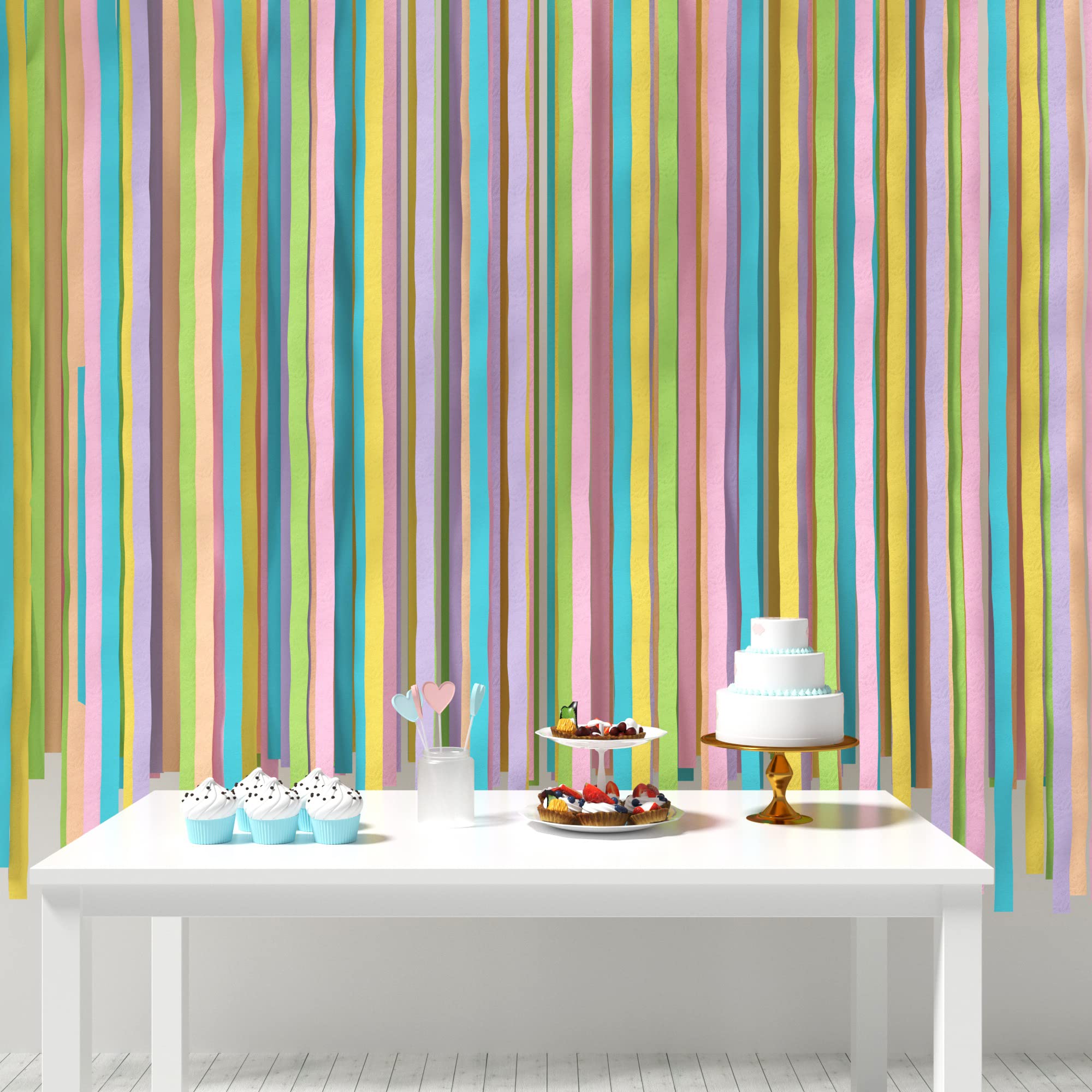 Pastel Love Crepe Paper Streamers - 6 Rolls (492ft Total) 1.8